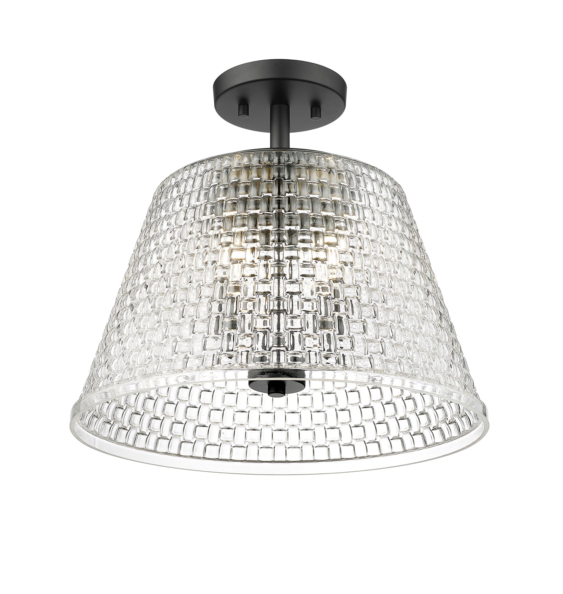 Image 4 Millennium Saben 3-Light 15" Matte Black Semi-Flush with Glass Shade more views