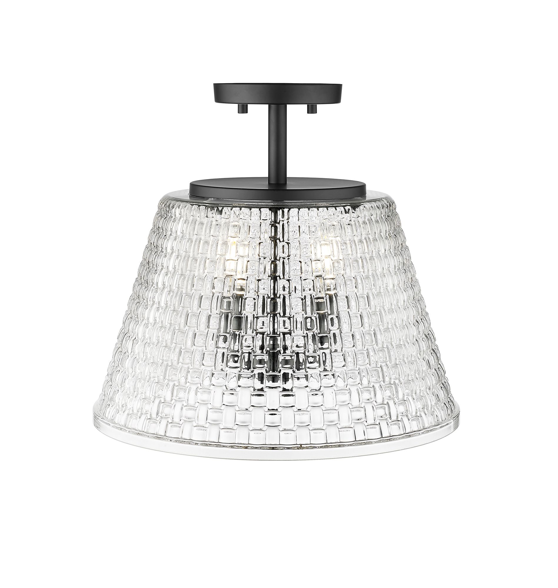 Image 5 Millennium Saben 3-Light 15" Matte Black Semi-Flush with Glass Shade more views