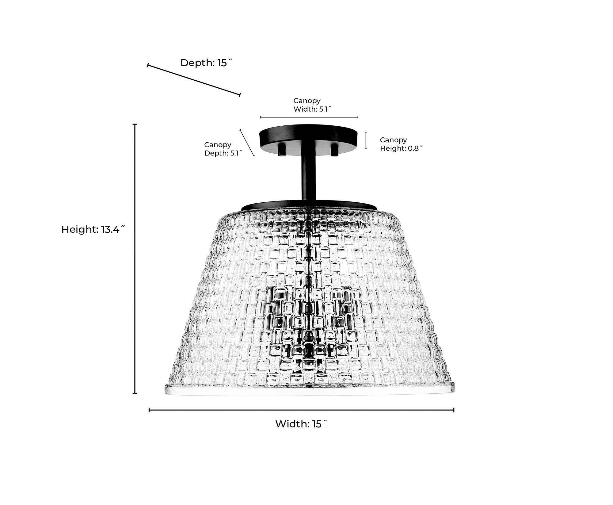 Image 7 Millennium Saben 3-Light 15" Matte Black Semi-Flush with Glass Shade more views