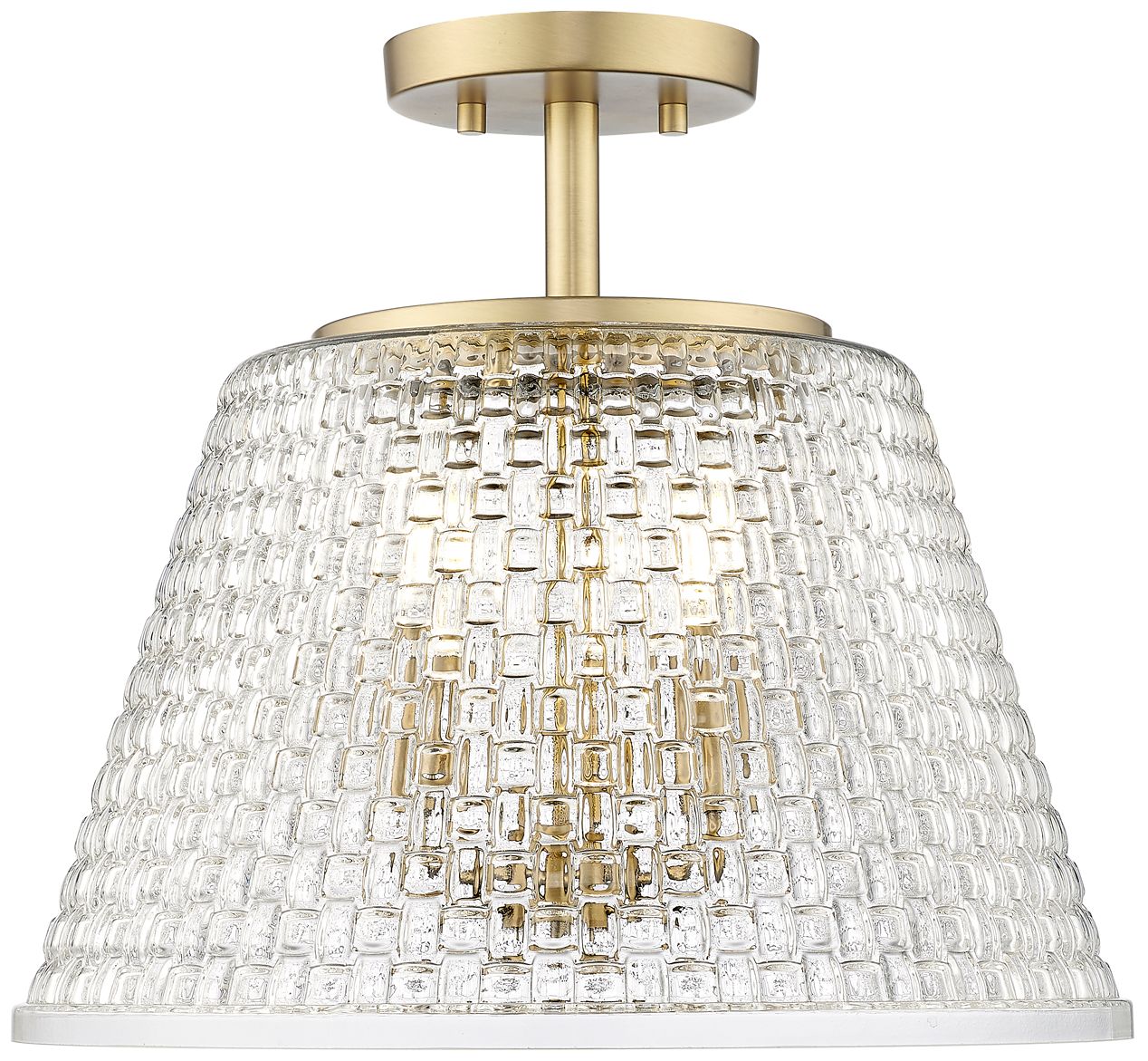 Millennium Saben 3-Light 15" Vintage Brass Semi-Flush with Glass Shade