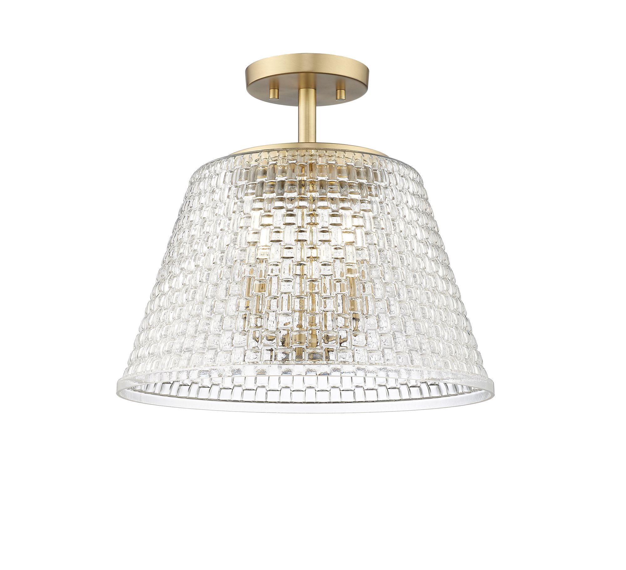 Image 3 Millennium Saben 3-Light 15" Vintage Brass Semi-Flush with Glass Shade more views