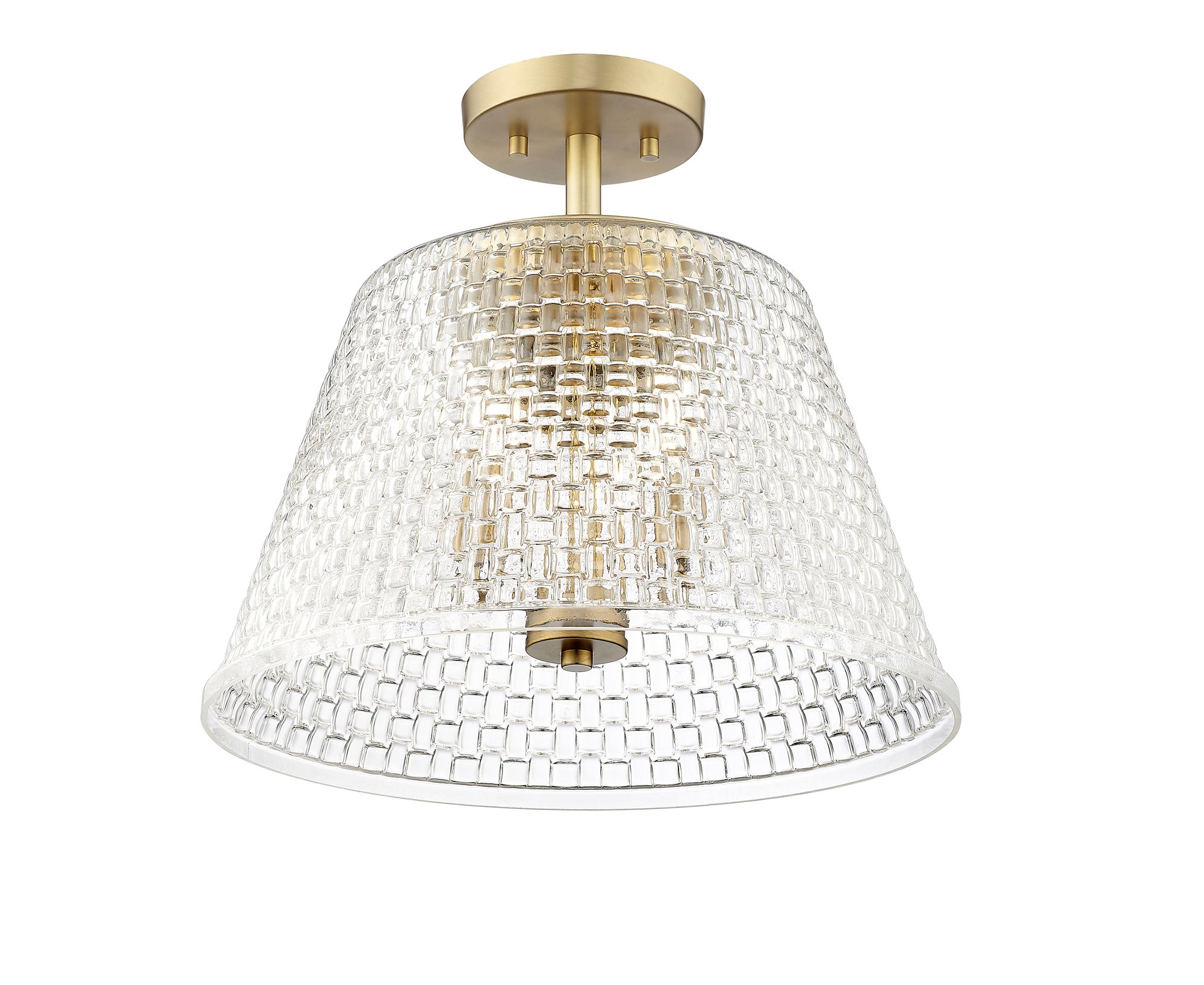 Image 4 Millennium Saben 3-Light 15" Vintage Brass Semi-Flush with Glass Shade more views