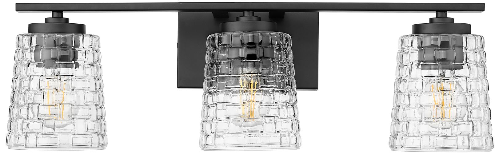 Millennium Saben 3-Light 23" Matte Black Vanity Light with Glass Shade