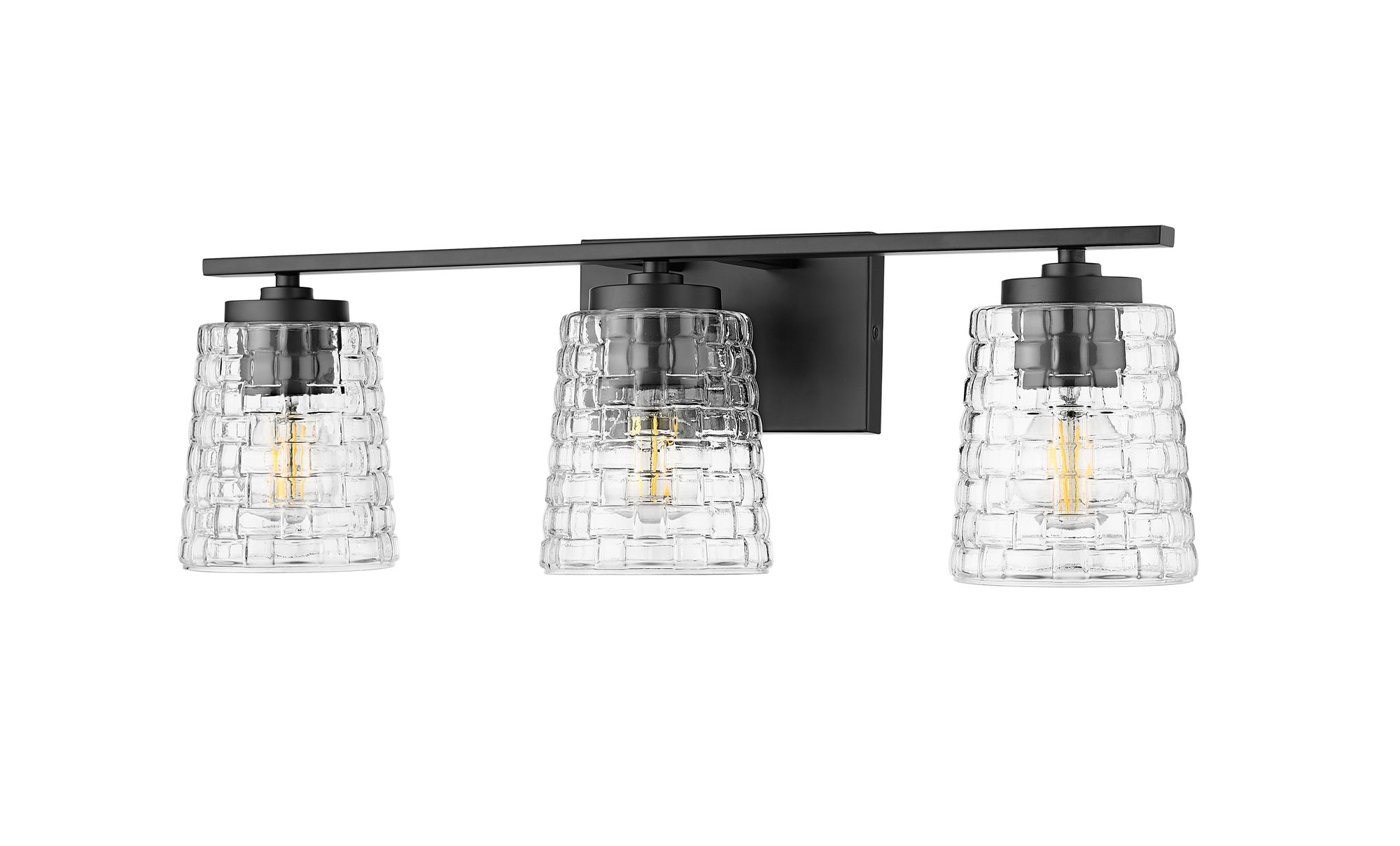 Image 4 Millennium Saben 3-Light 23" Matte Black Vanity Light with Glass Shade more views