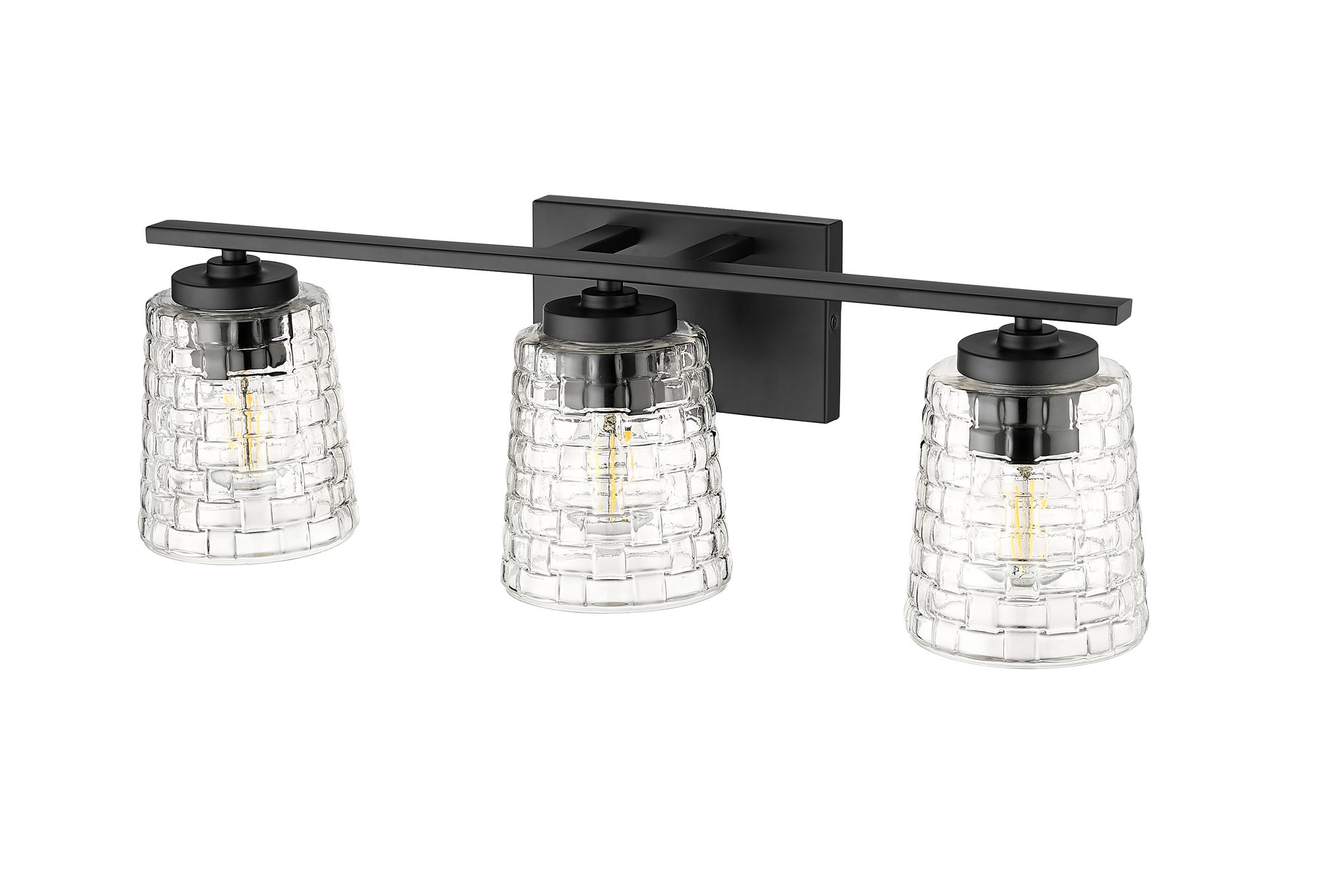 Image 6 Millennium Saben 3-Light 23" Matte Black Vanity Light with Glass Shade more views