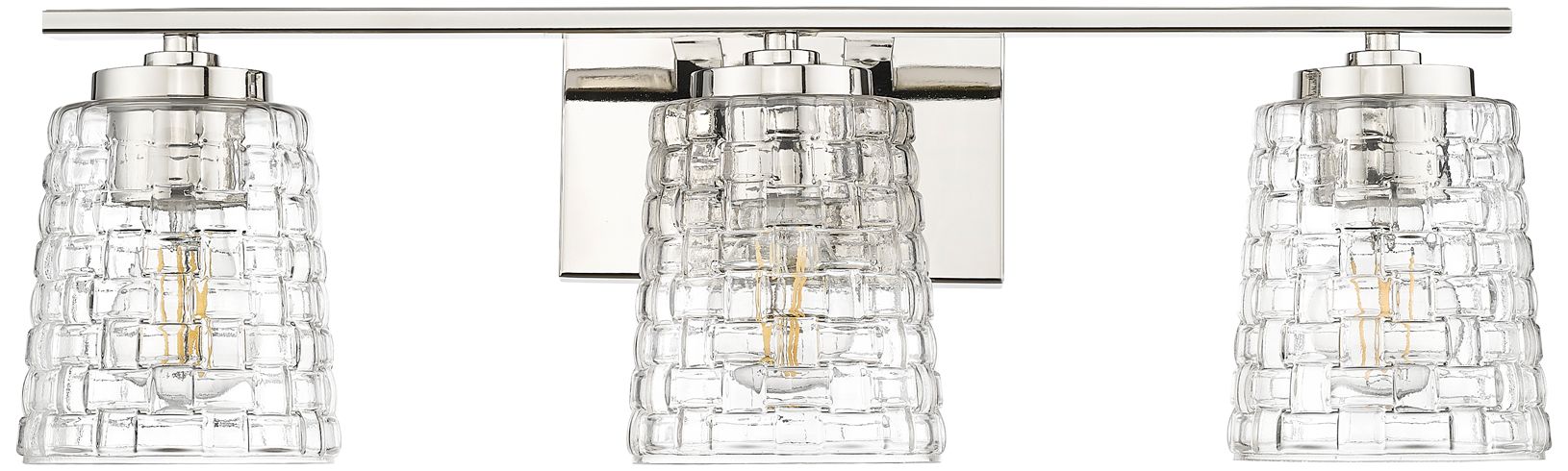 Image 2 Millennium Saben 3-Light 23" Polished Nickel Vanity Light with Glass Shade