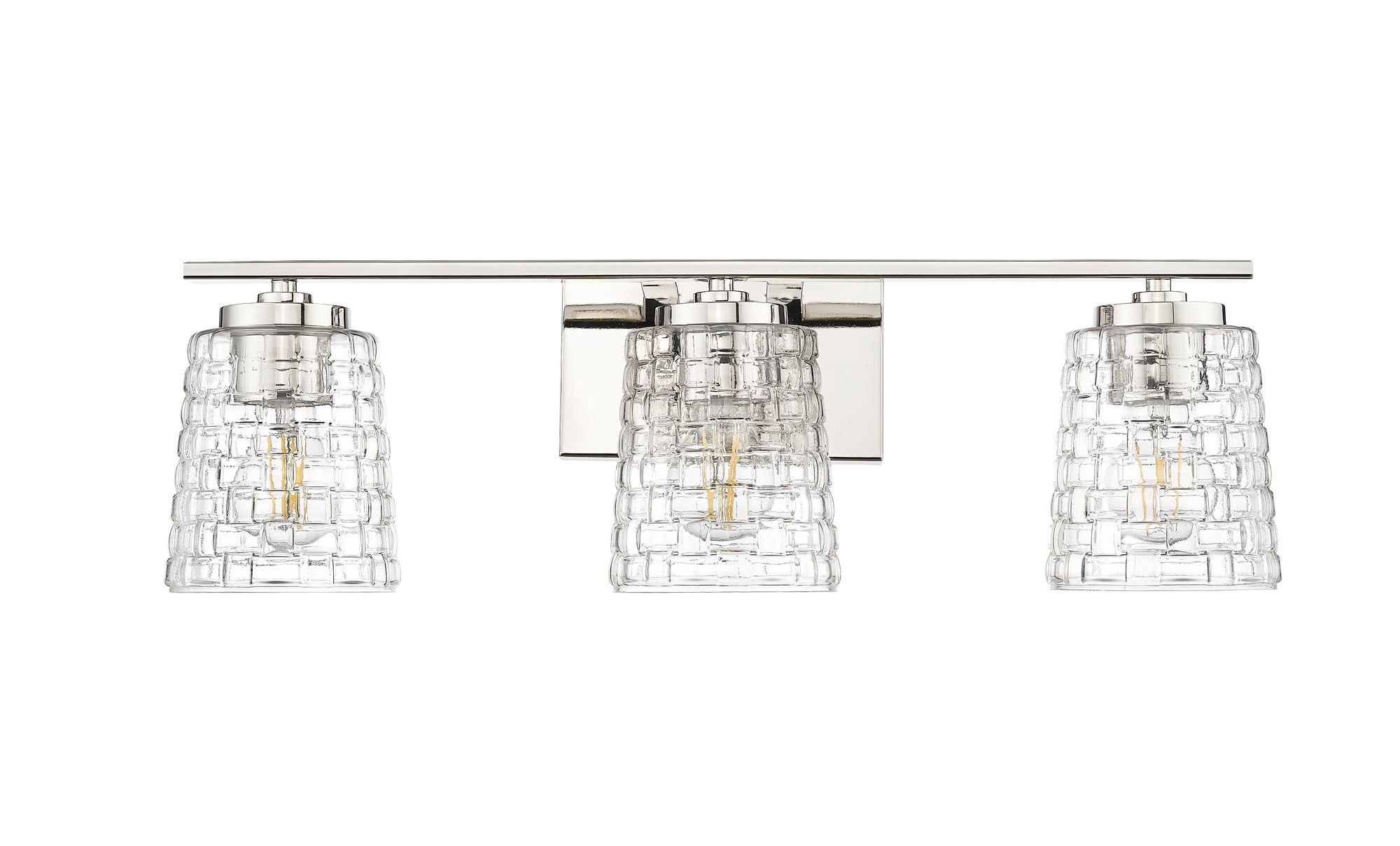 Image 3 Millennium Saben 3-Light 23" Polished Nickel Vanity Light with Glass Shade more views