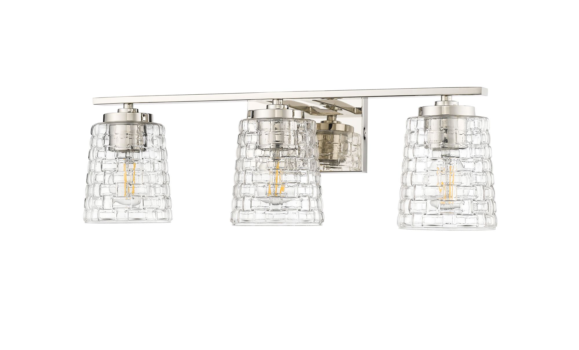 Image 4 Millennium Saben 3-Light 23" Polished Nickel Vanity Light with Glass Shade more views