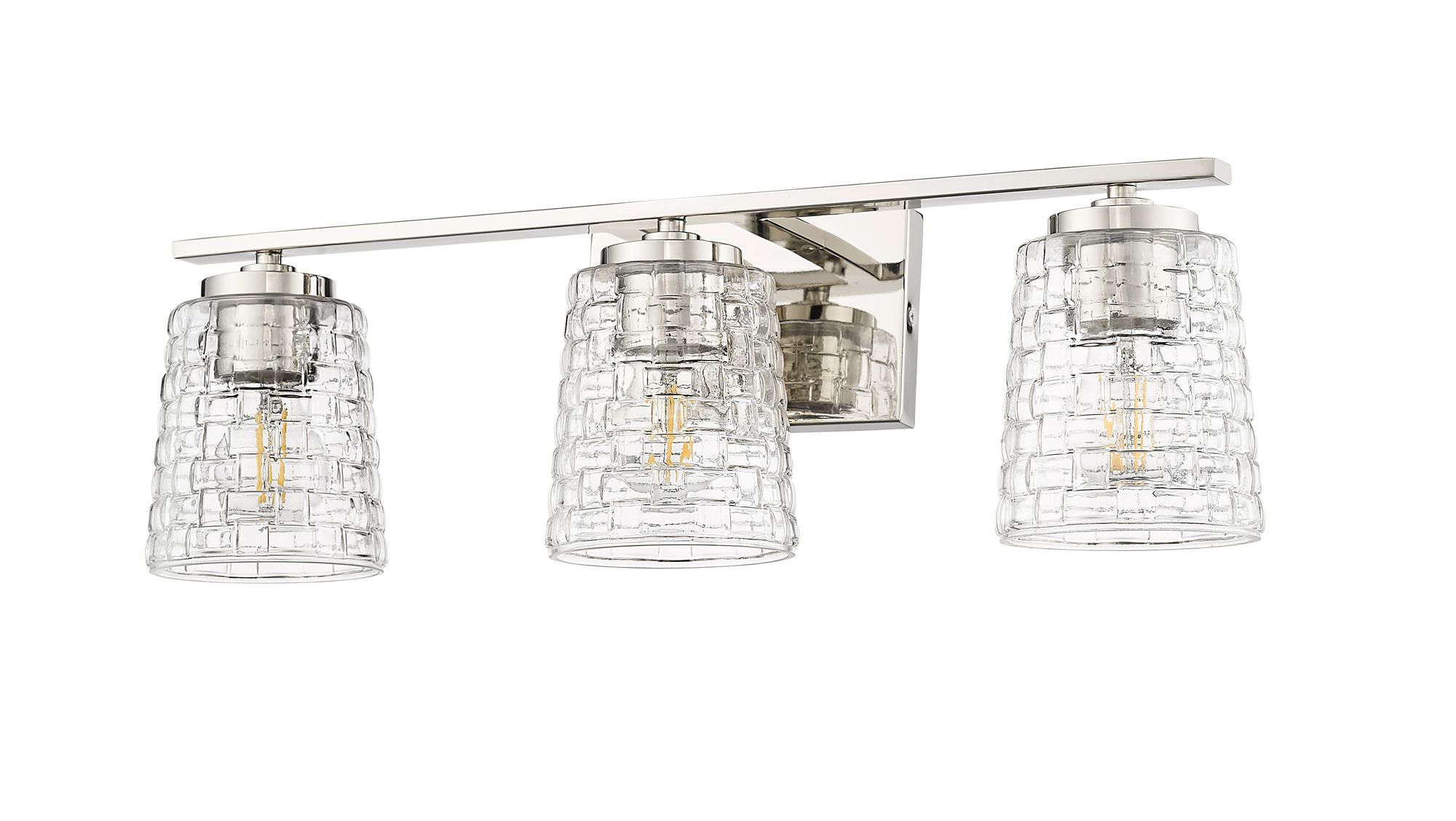 Image 5 Millennium Saben 3-Light 23" Polished Nickel Vanity Light with Glass Shade more views