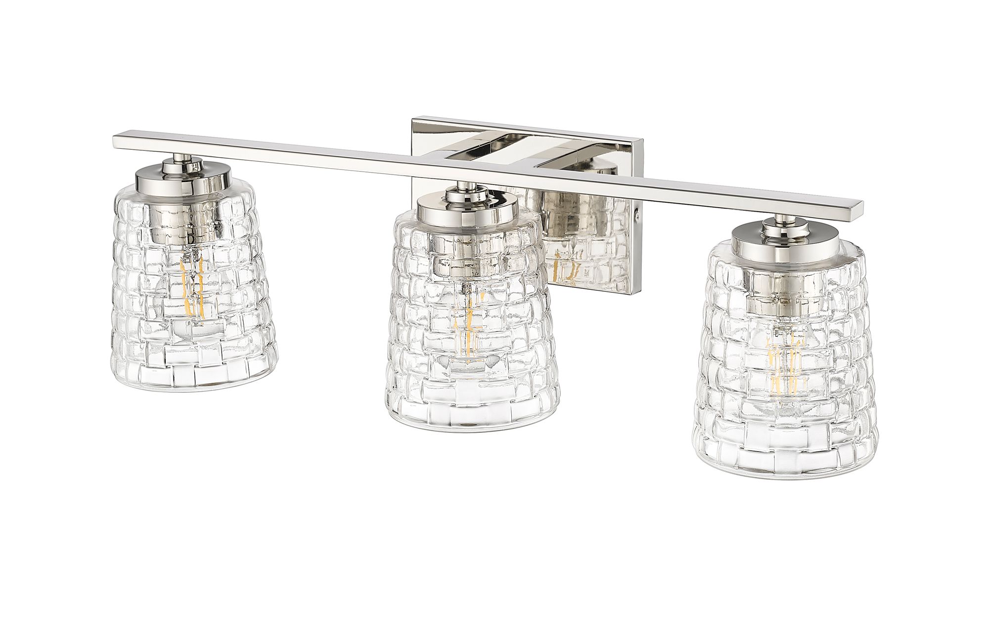 Image 6 Millennium Saben 3-Light 23" Polished Nickel Vanity Light with Glass Shade more views