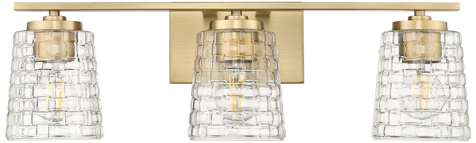 Millennium Saben 3-Light 23" Vintage Brass Vanity Light with Glass Shade