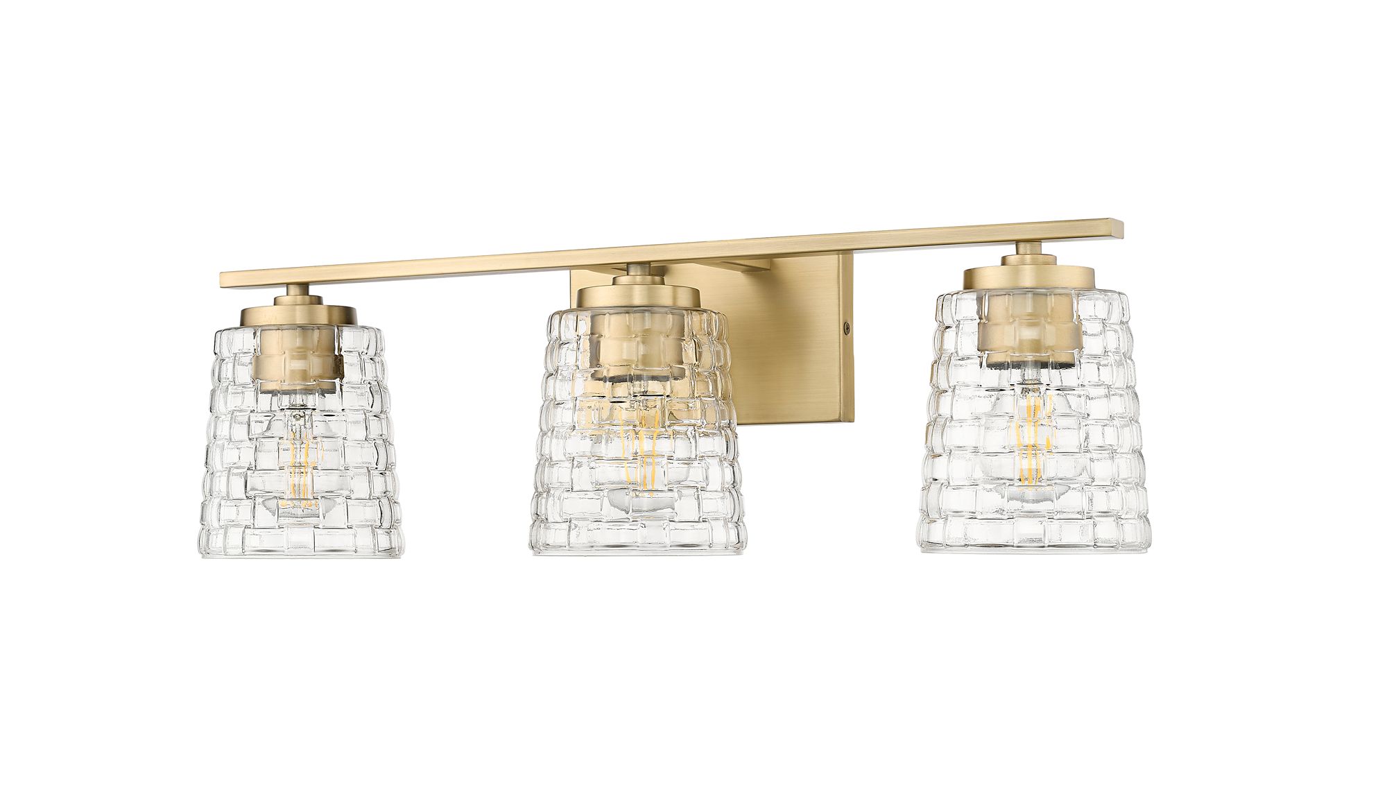 Image 3 Millennium Saben 3-Light 23" Vintage Brass Vanity Light with Glass Shade more views