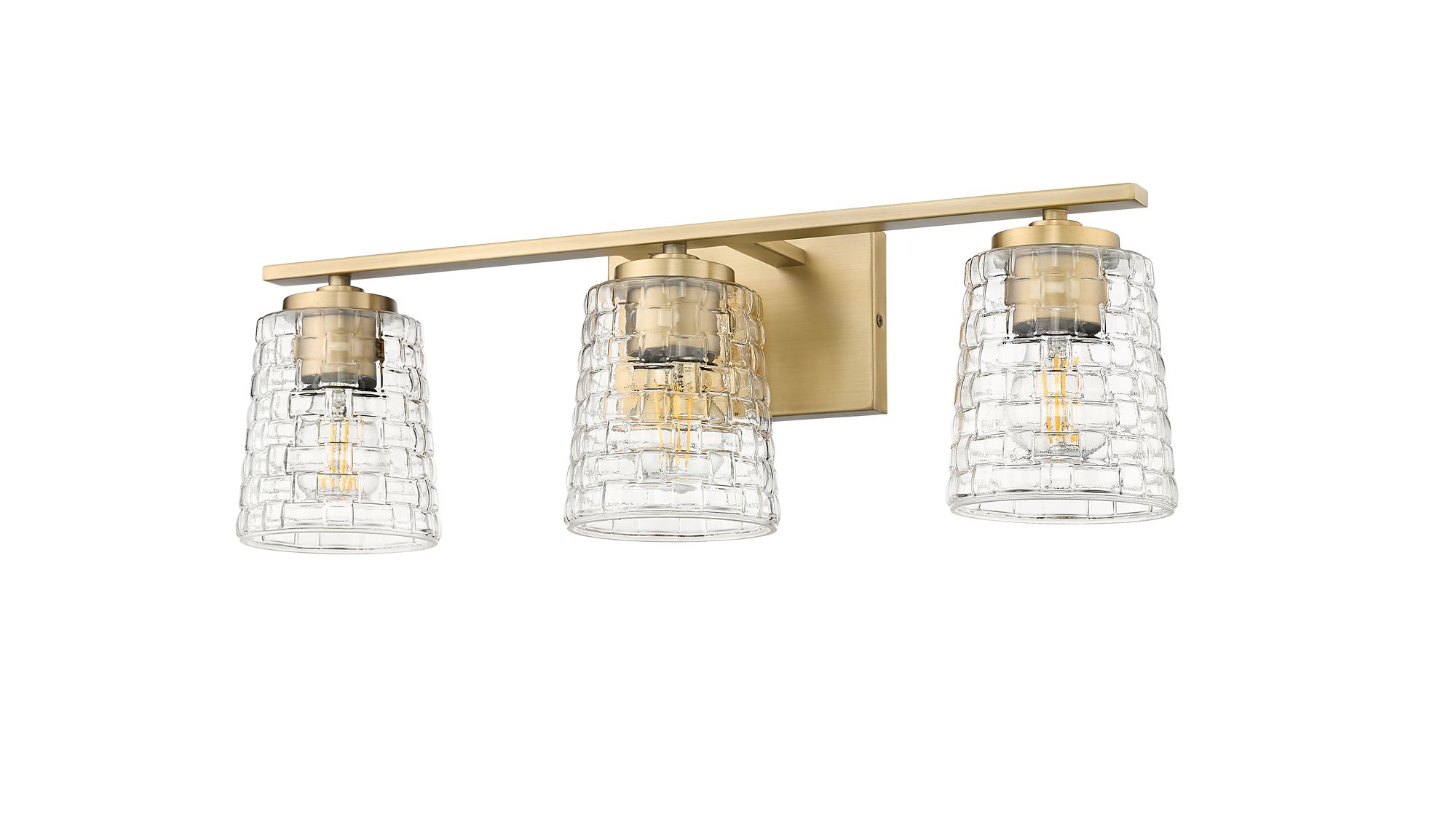 Image 4 Millennium Saben 3-Light 23" Vintage Brass Vanity Light with Glass Shade more views