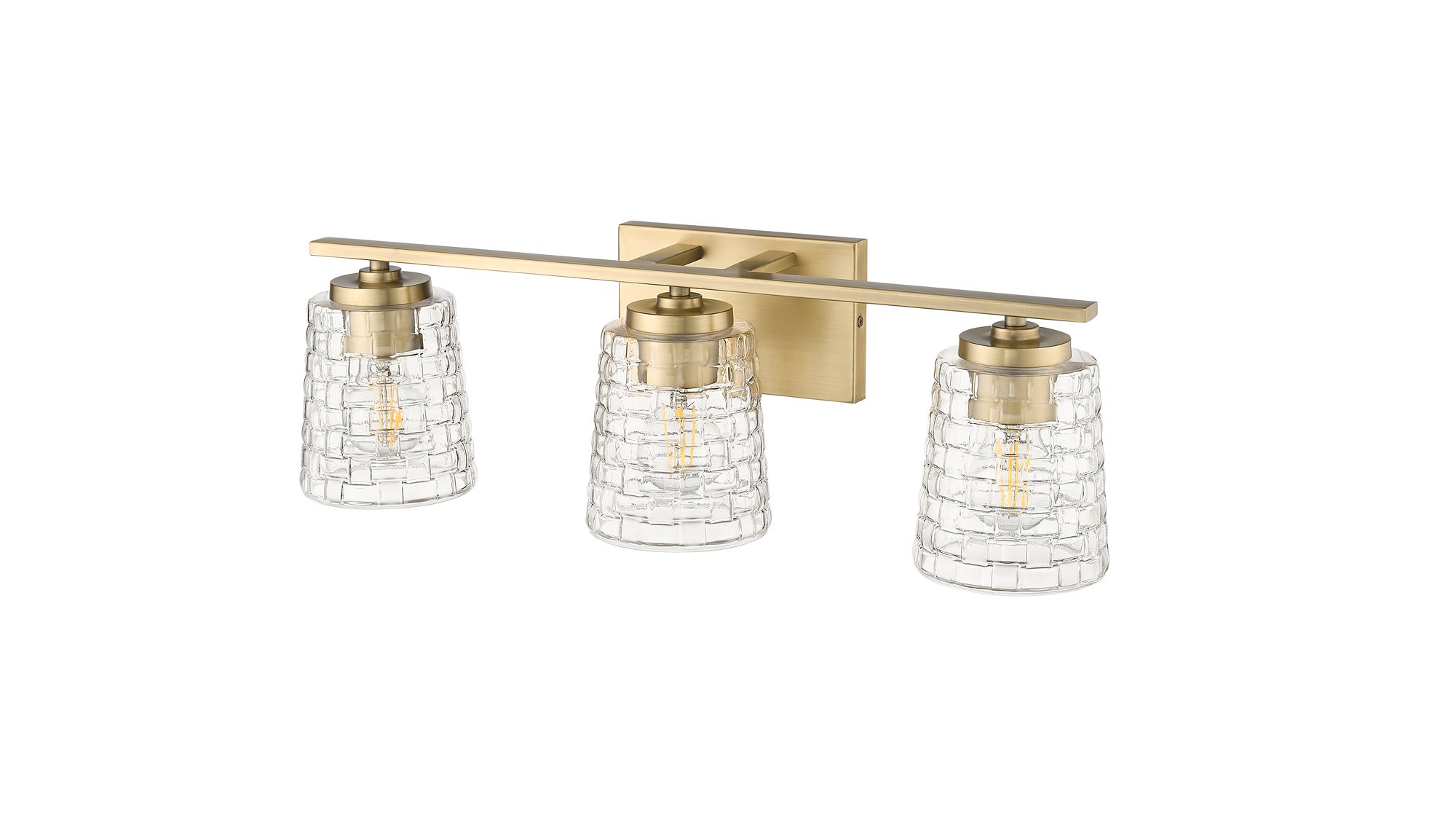 Image 5 Millennium Saben 3-Light 23" Vintage Brass Vanity Light with Glass Shade more views