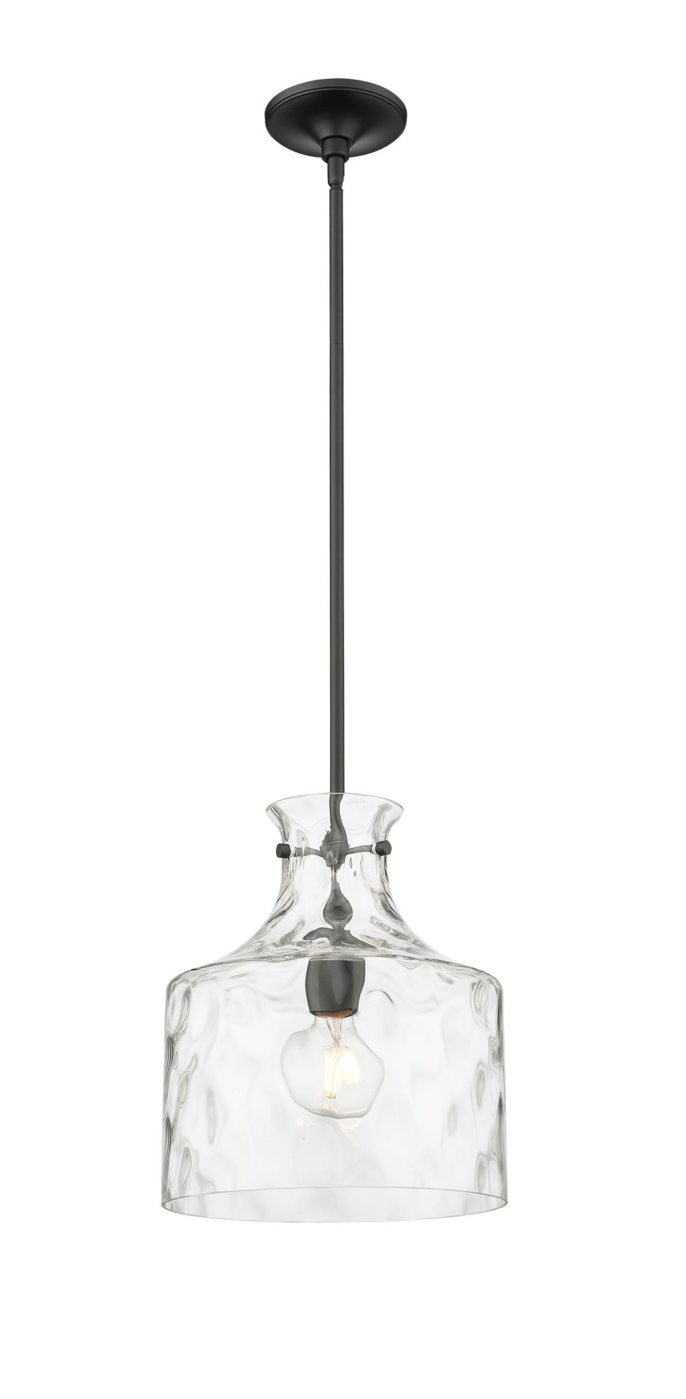 Image 2 Millennium Santorini 1-Light 11" Matte Black Pendant with Glass Shade more views