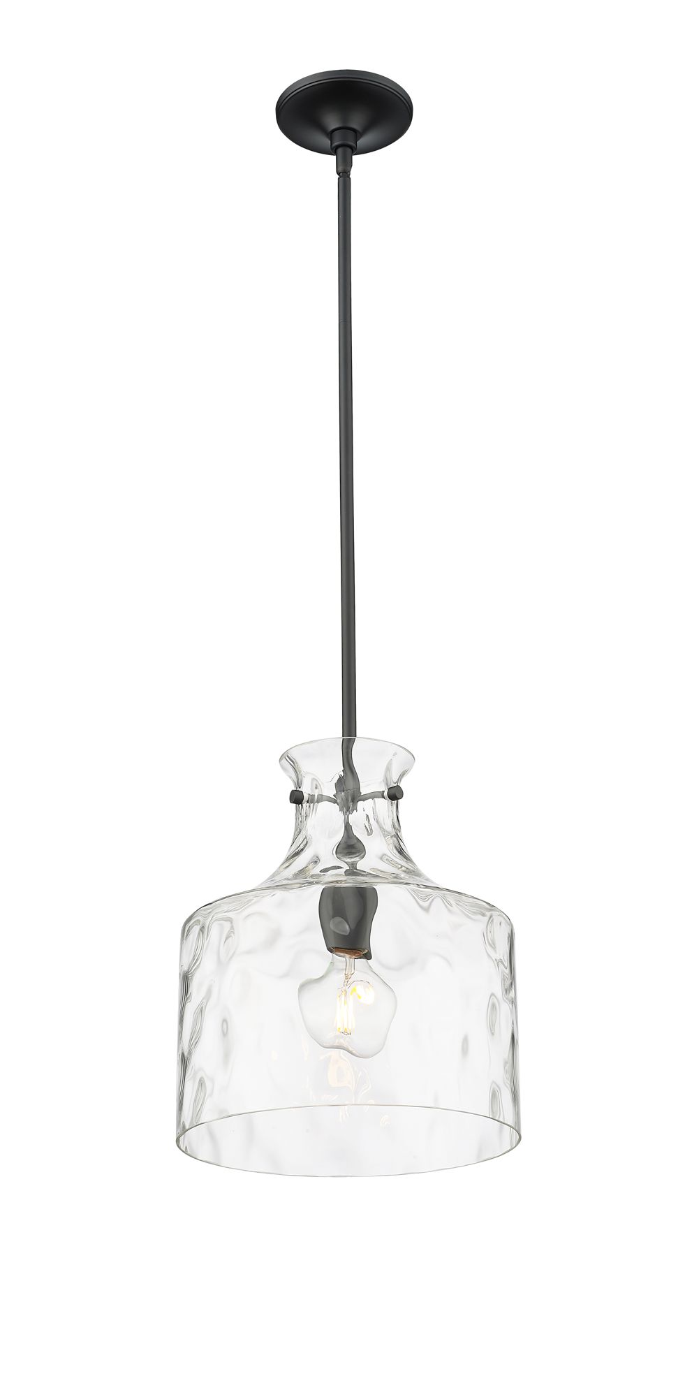 Image 4 Millennium Santorini 1-Light 11" Matte Black Pendant with Glass Shade more views