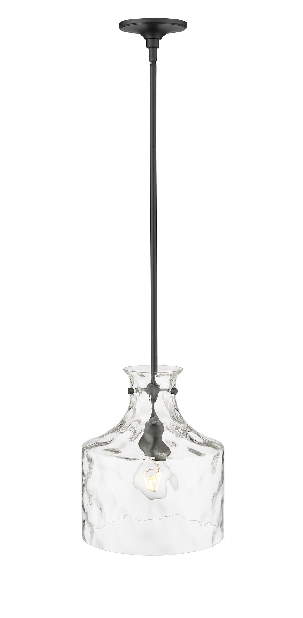 Image 5 Millennium Santorini 1-Light 11" Matte Black Pendant with Glass Shade more views