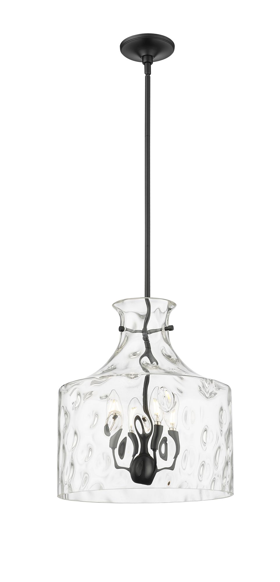 Image 2 Millennium Santorini 4-Light 15" Matte Black Pendant with Glass Shade more views