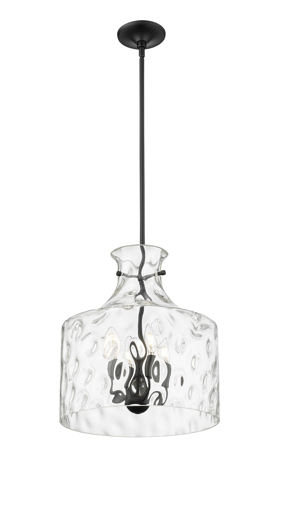 Image 3 Millennium Santorini 4-Light 15" Matte Black Pendant with Glass Shade more views