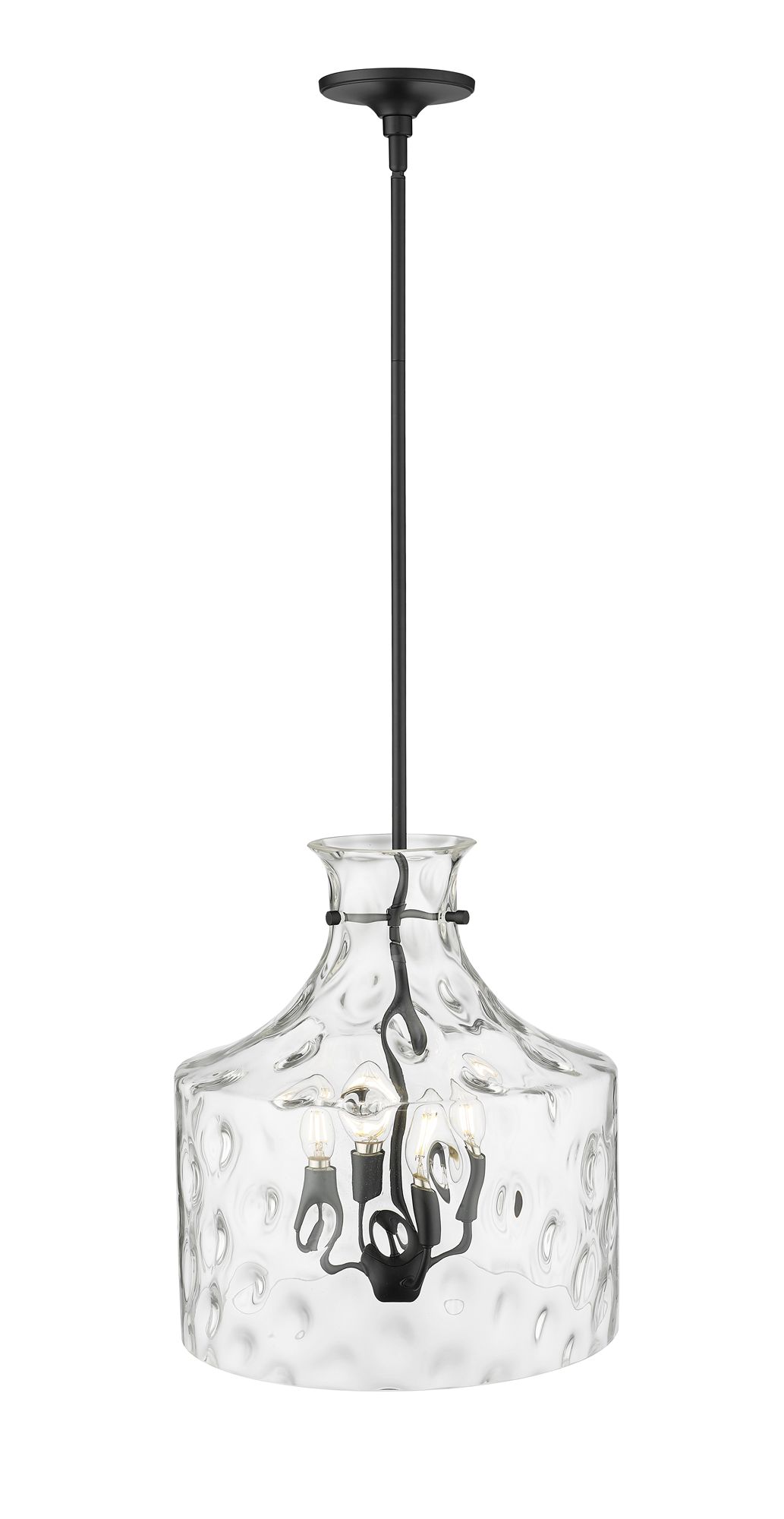 Image 4 Millennium Santorini 4-Light 15" Matte Black Pendant with Glass Shade more views