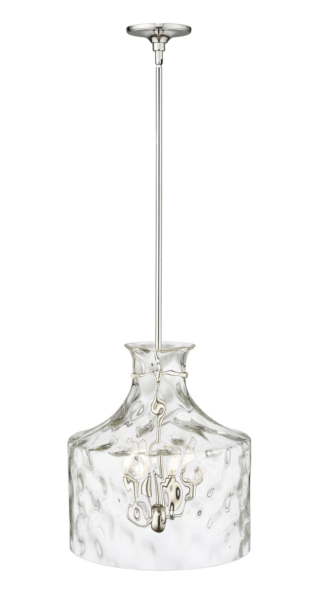 Image 4 Millennium Santorini 4-Light 15" Polished Nickel Pendant with Glass Shade more views