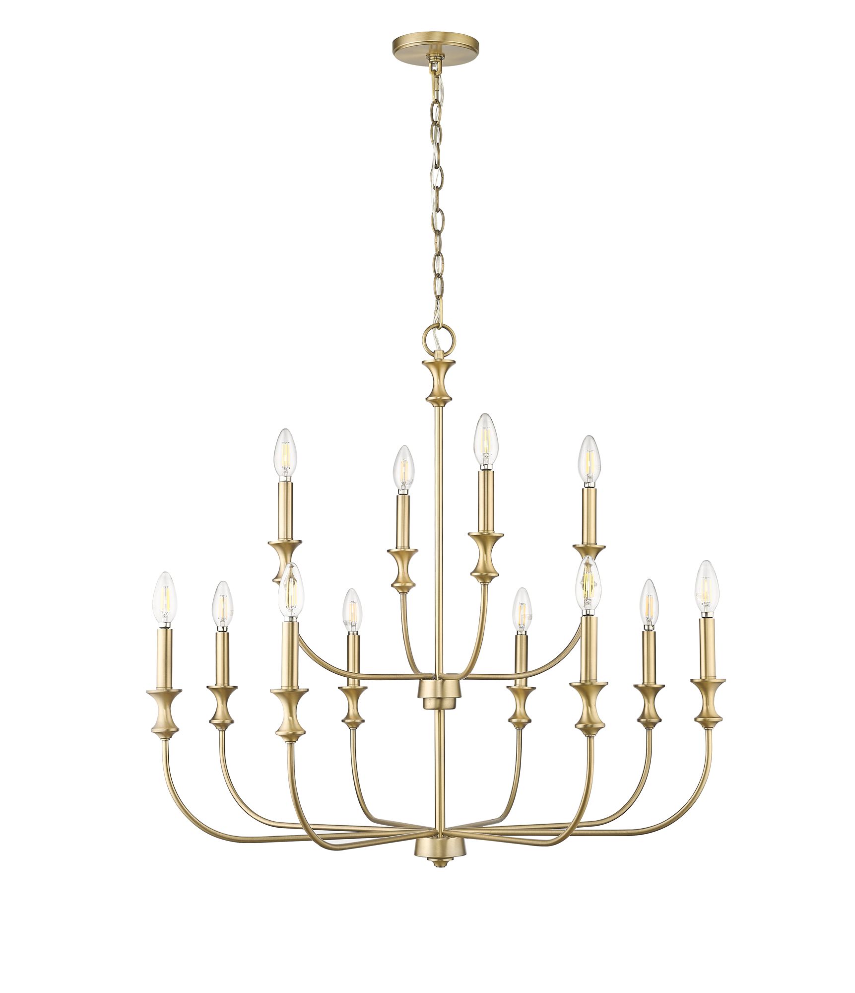 Image 2 Millennium Savanne 12-Light 34" Vintage Brass Chandelier more views