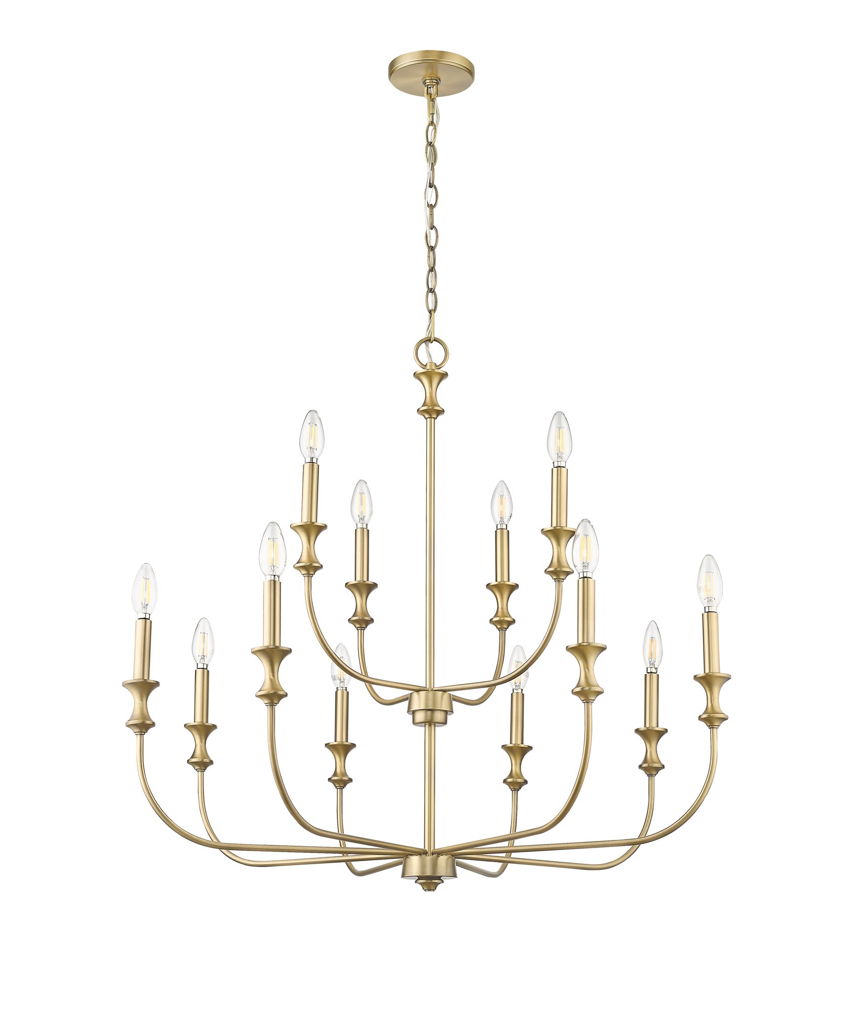 Image 3 Millennium Savanne 12-Light 34" Vintage Brass Chandelier more views