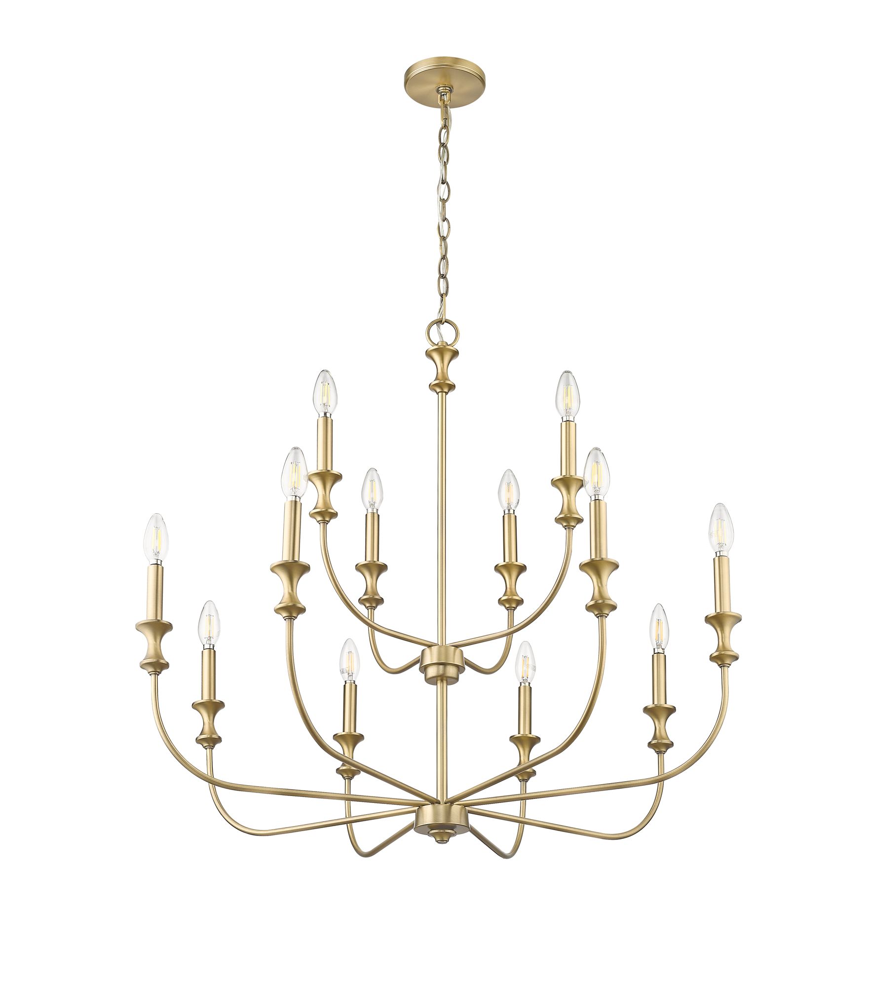 Image 4 Millennium Savanne 12-Light 34" Vintage Brass Chandelier more views