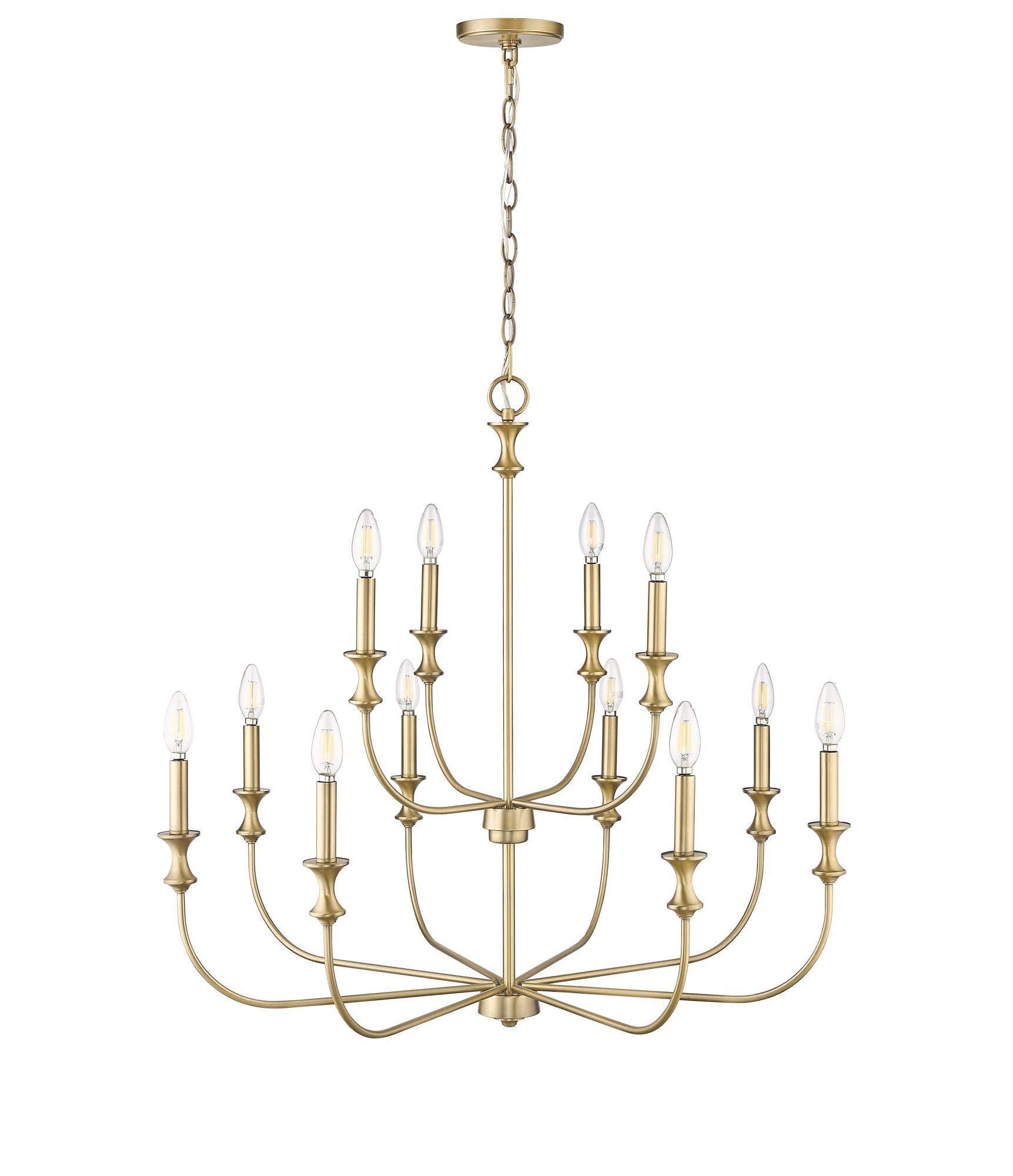Image 5 Millennium Savanne 12-Light 34" Vintage Brass Chandelier more views