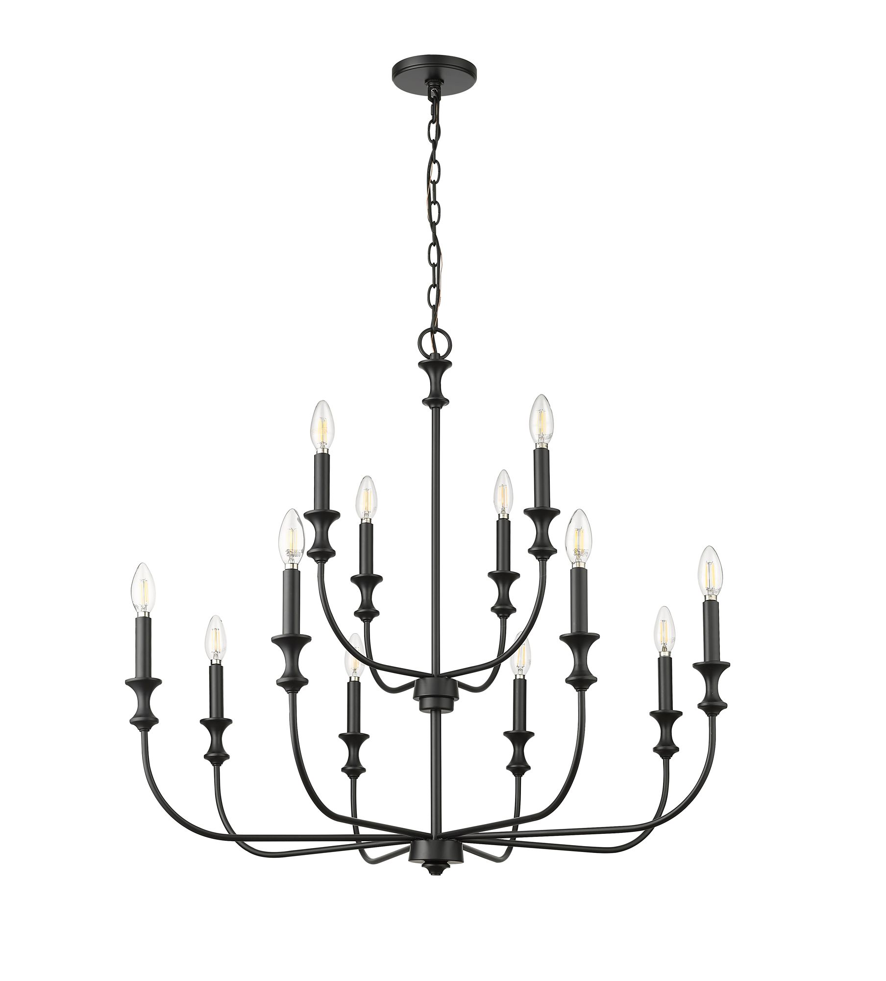 Image 2 Millennium Savanne 12-Light 34" Matte Black Chandelier more views