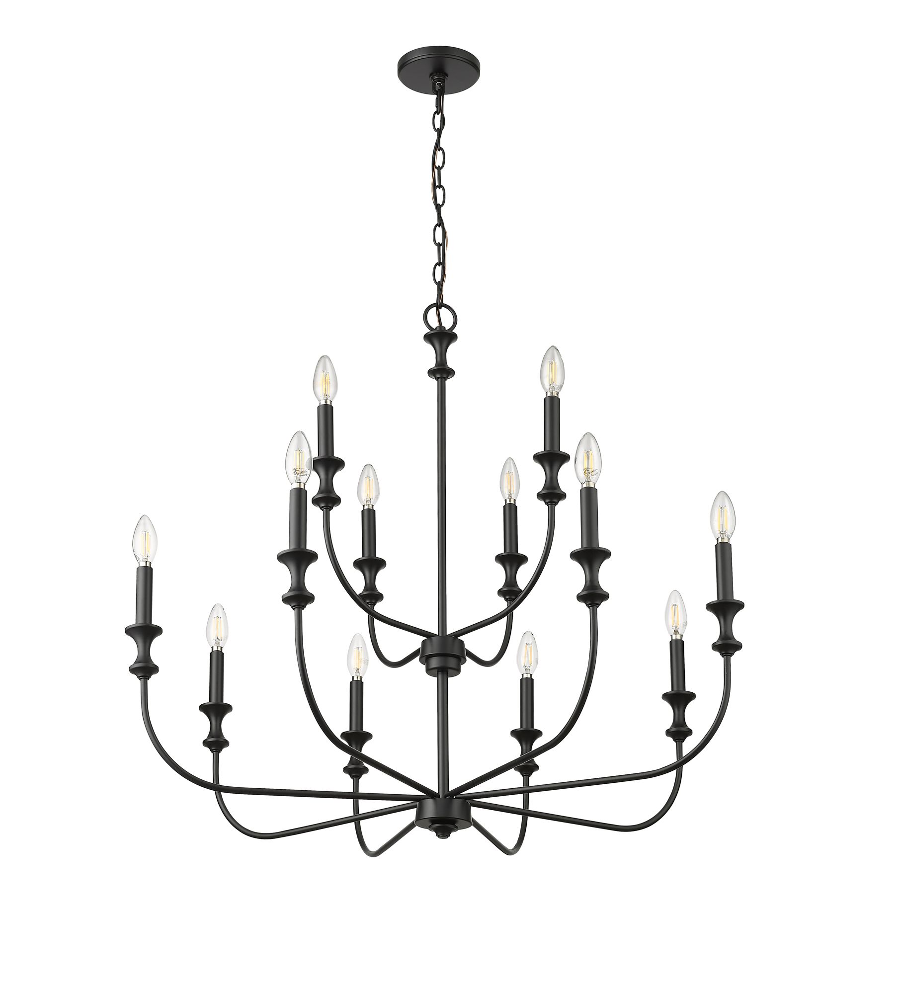 Image 3 Millennium Savanne 12-Light 34" Matte Black Chandelier more views