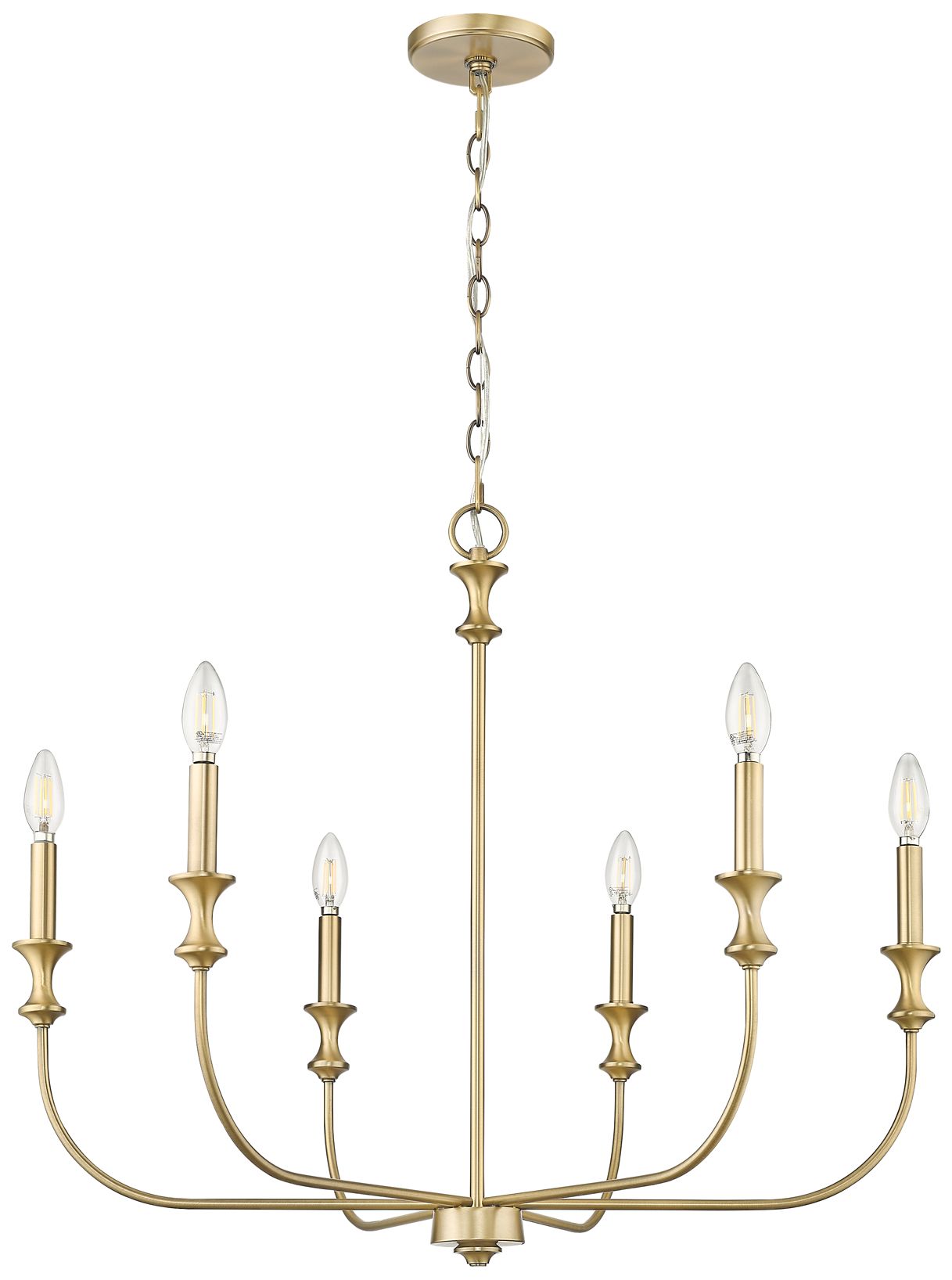Image 2 Millennium Savanne 6-Light 28.25" Vintage Brass Chandelier more views