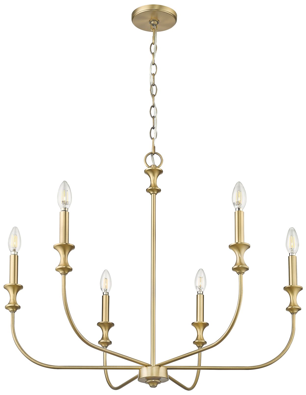 Image 3 Millennium Savanne 6-Light 28.25" Vintage Brass Chandelier more views