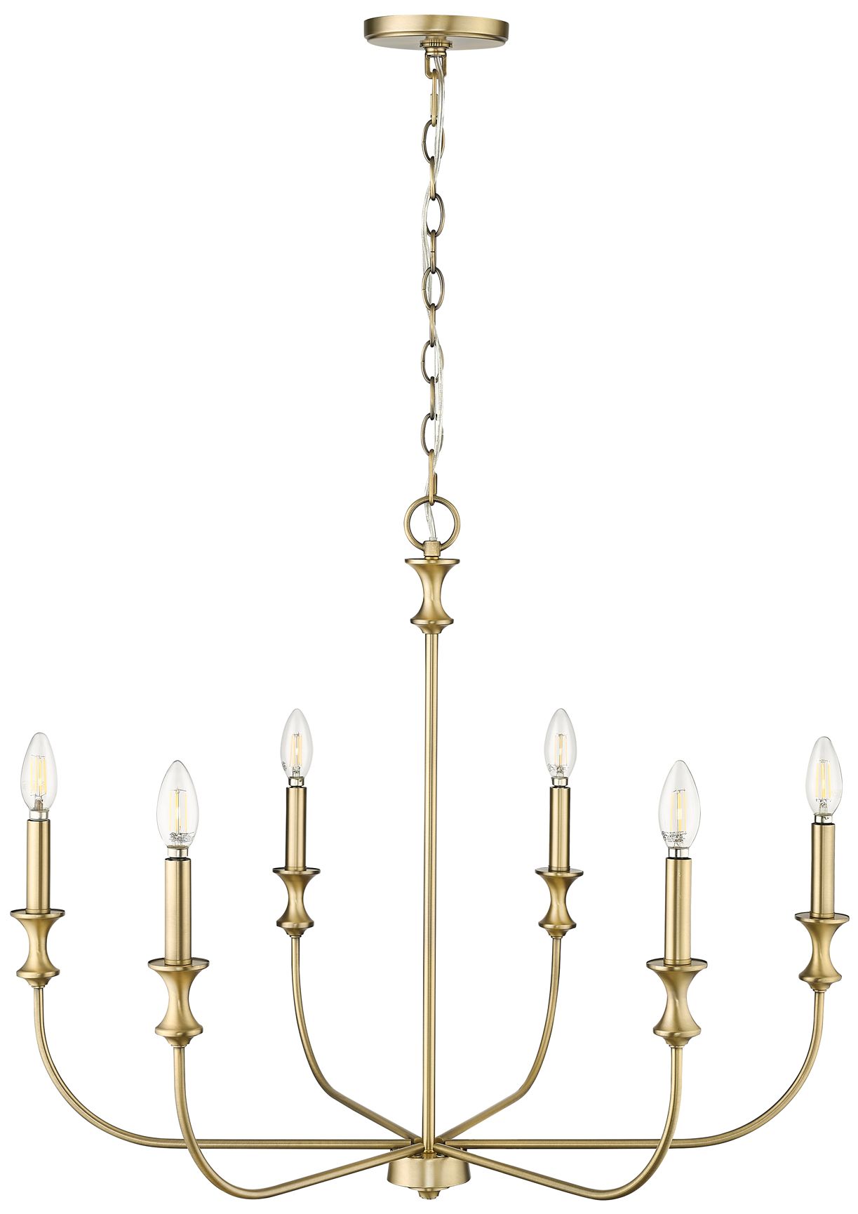 Image 4 Millennium Savanne 6-Light 28.25" Vintage Brass Chandelier more views