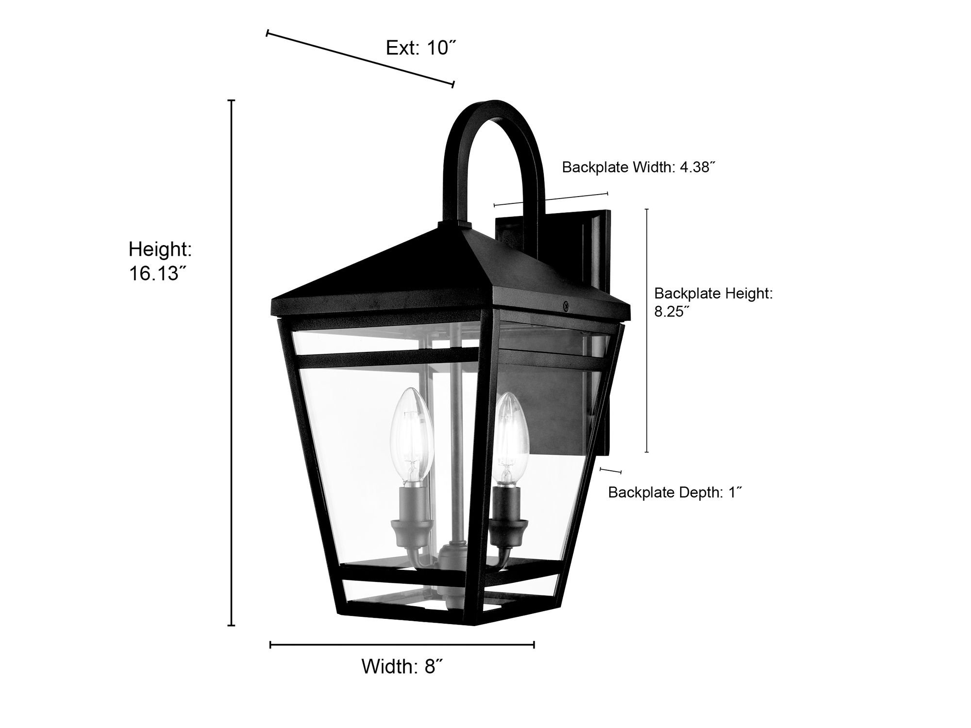 Image 7 Millennium Seager 2-Light 16.25" Textured Black Outdoor Wall Sconce more views
