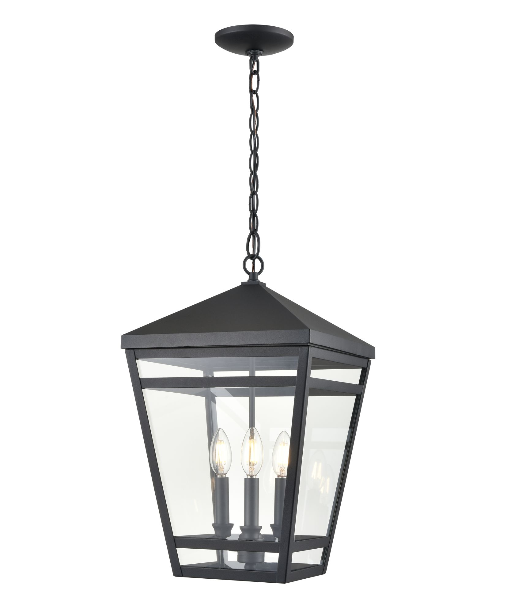 Image 2 Millennium Seager 3-Light 19.75" Textured Black Outdoor Hanging Lantern more views
