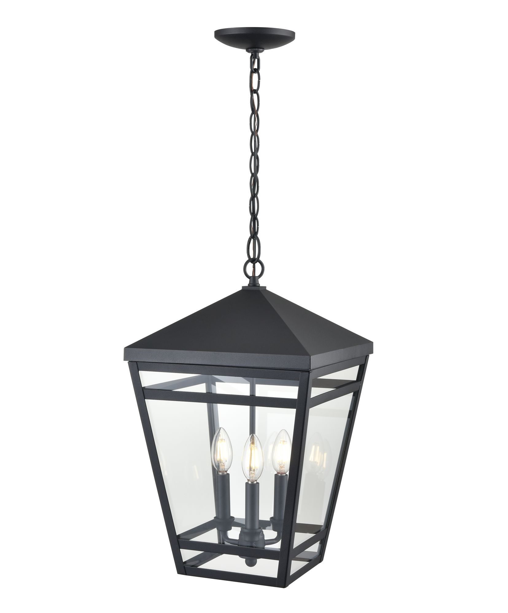 Image 4 Millennium Seager 3-Light 19.75" Textured Black Outdoor Hanging Lantern more views