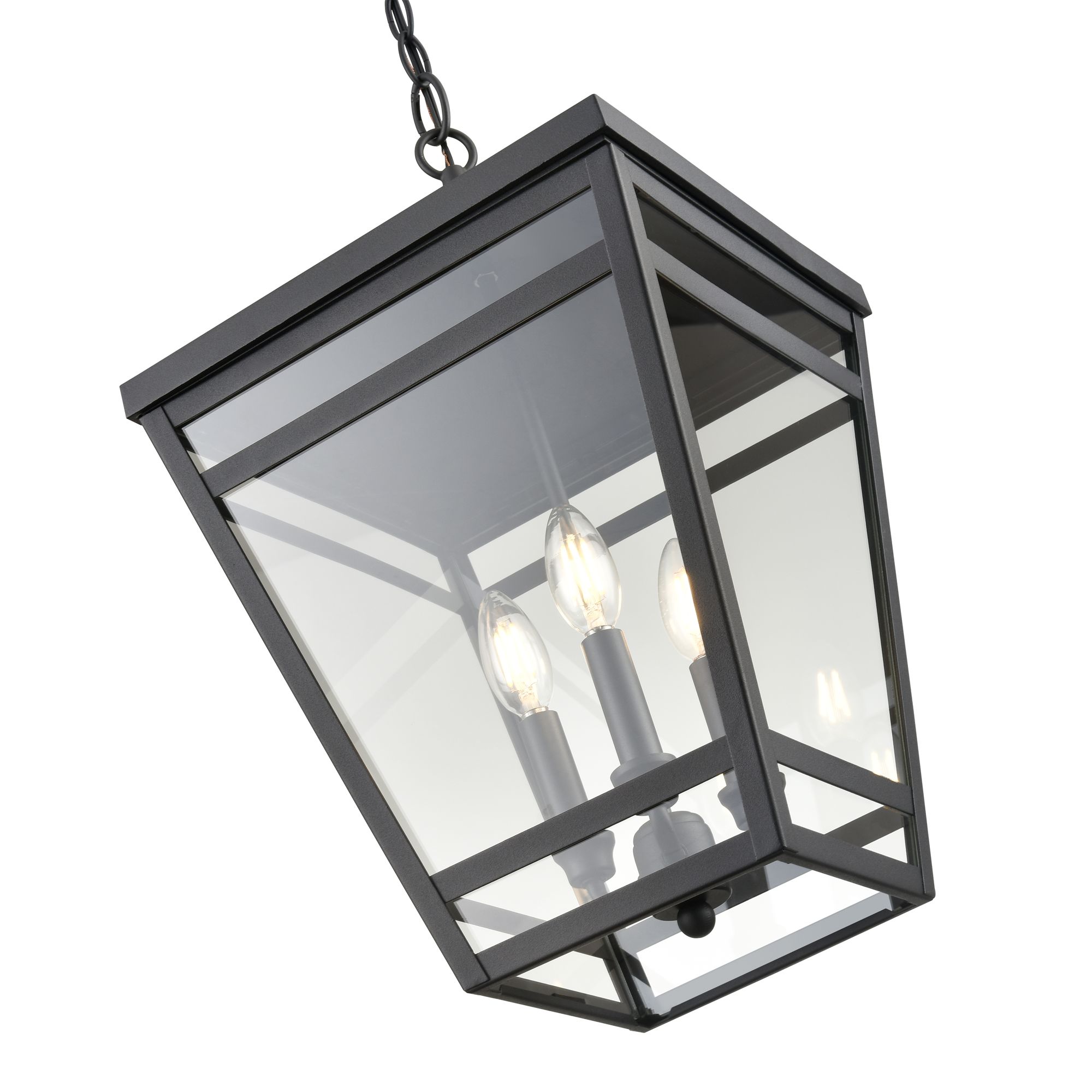 Image 5 Millennium Seager 3-Light 19.75" Textured Black Outdoor Hanging Lantern more views