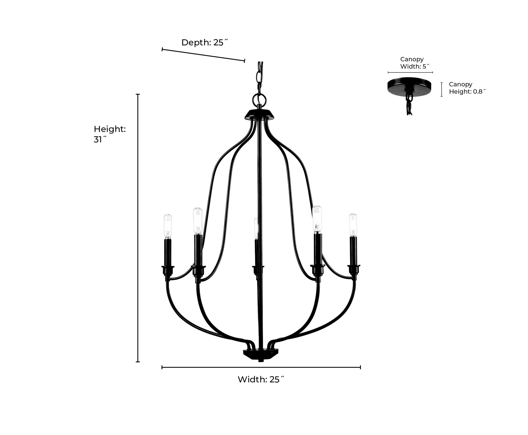 Image 7 Millennium Senoia 5-Light 25" Modern Gold Chandelier more views