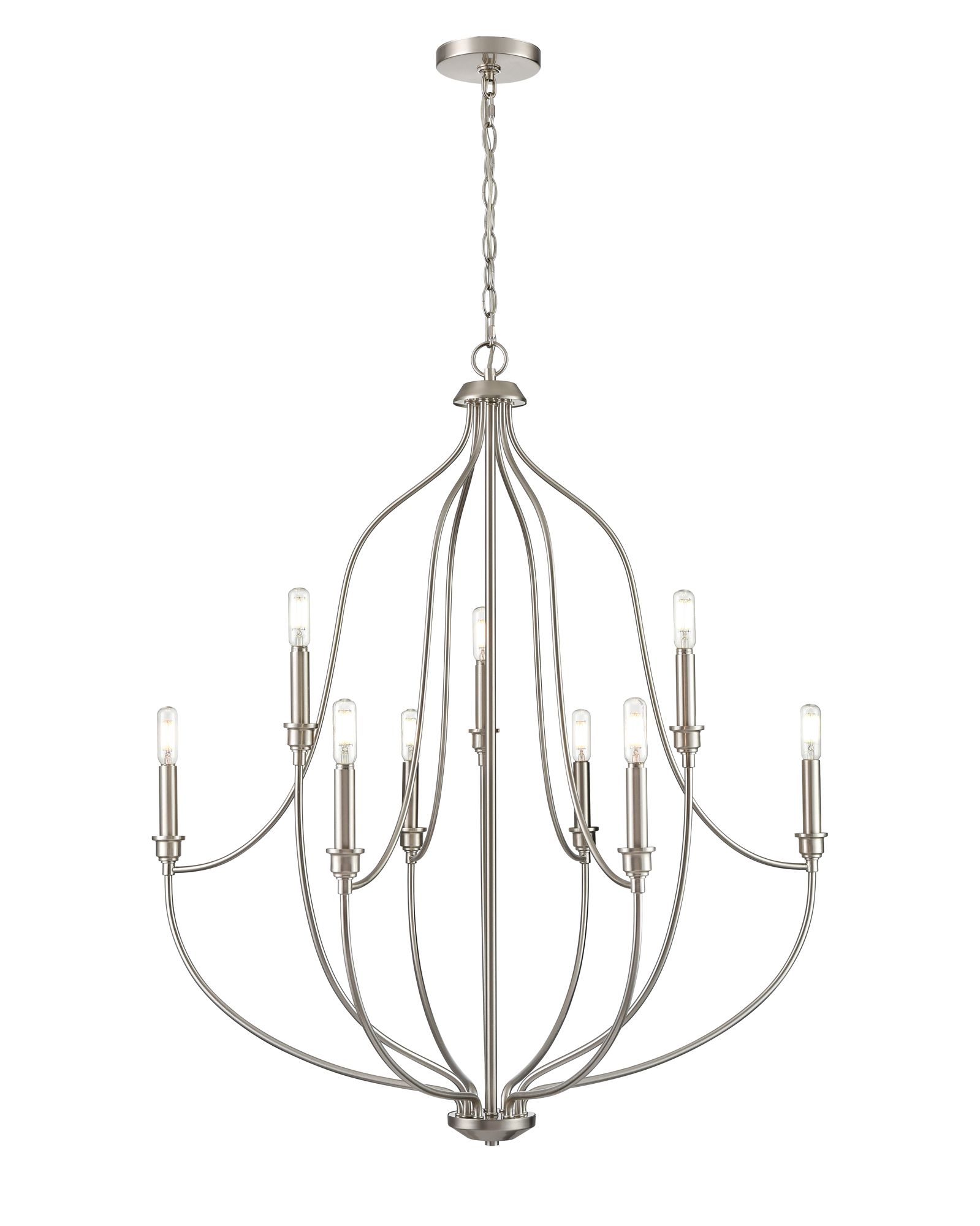 Image 2 Millennium Senoia 9-Light 32.5" Brushed Nickel Chandelier more views