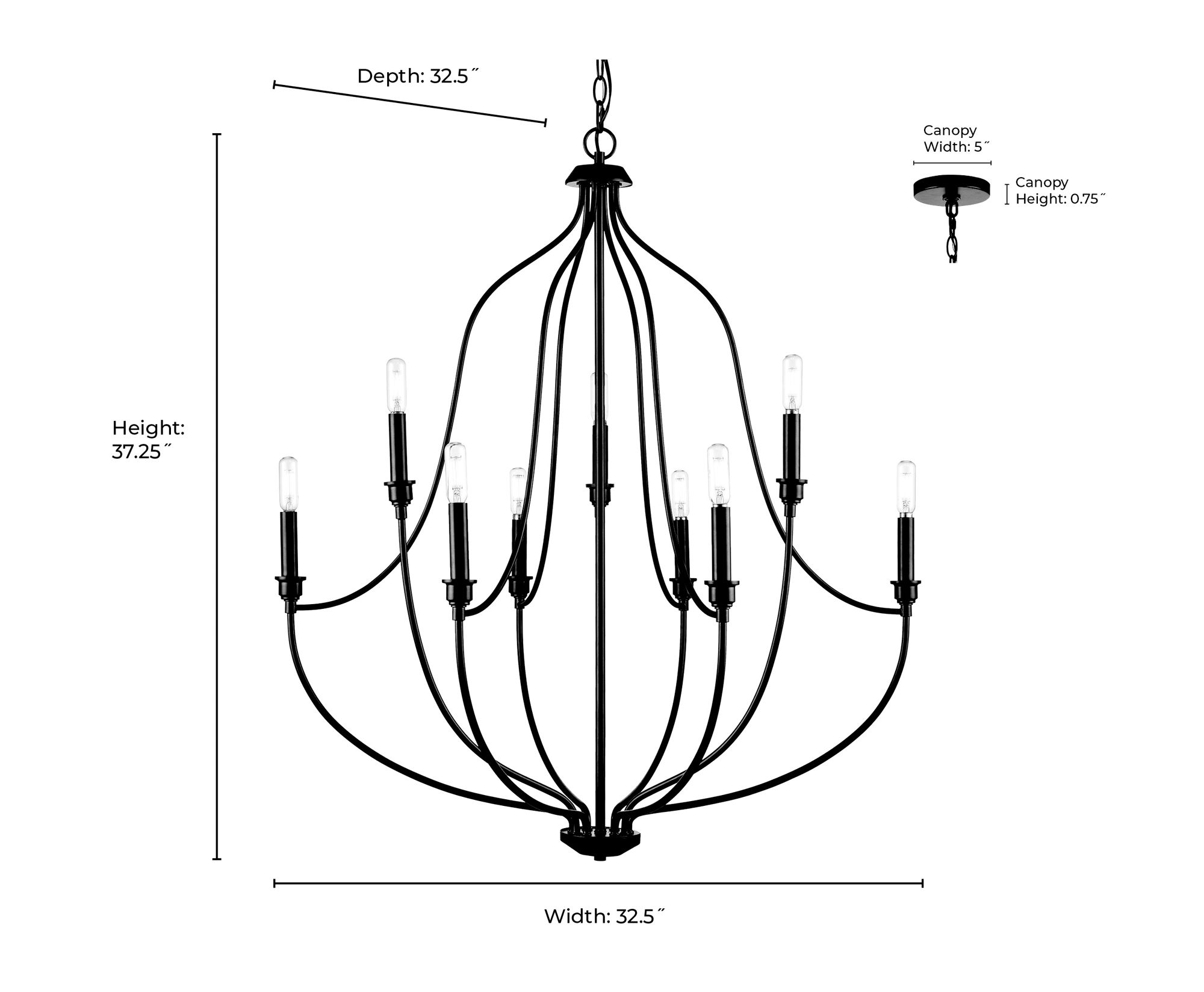 Image 7 Millennium Senoia 9-Light 32.5" Modern Gold Chandelier more views