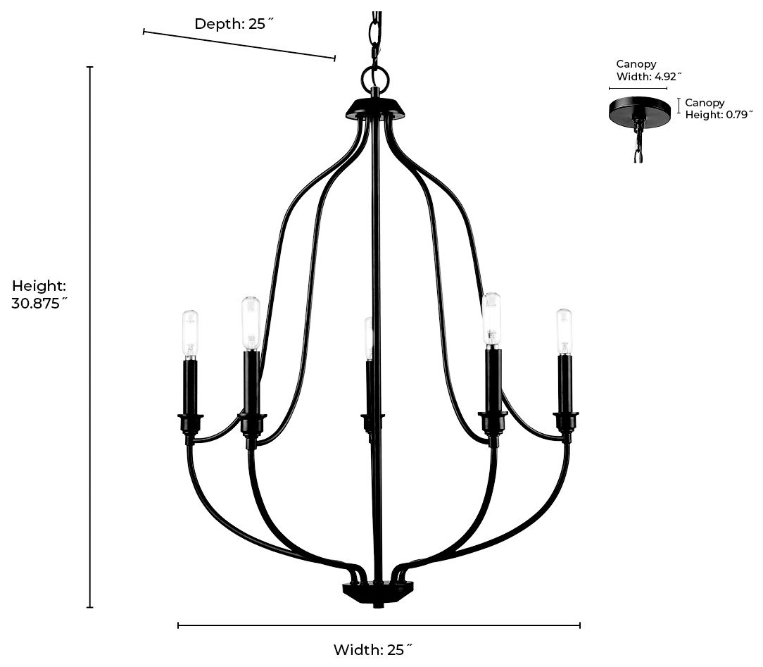 Millennium Senoia Chandelier Ceiling Light Matte Black
