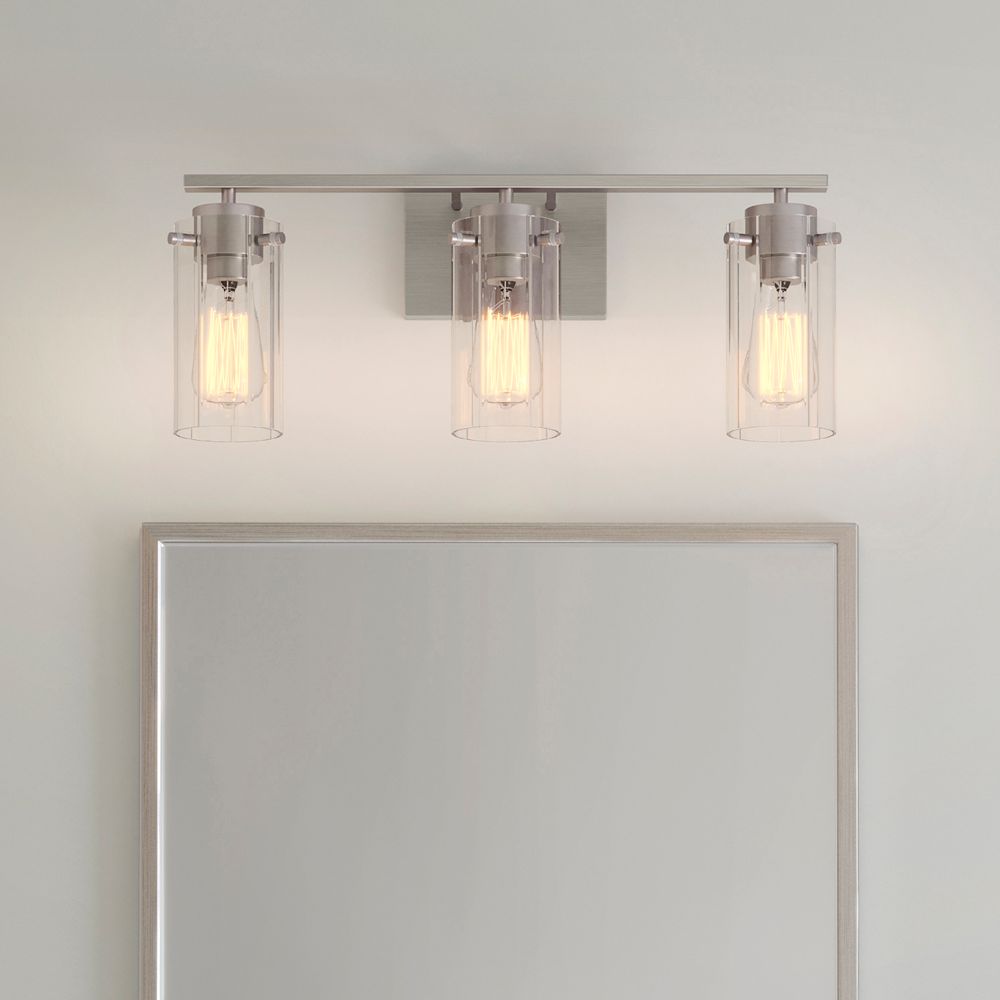 Millennium Serena 3-Light 21.5" Brushed Nickel Vanity Light with Shade