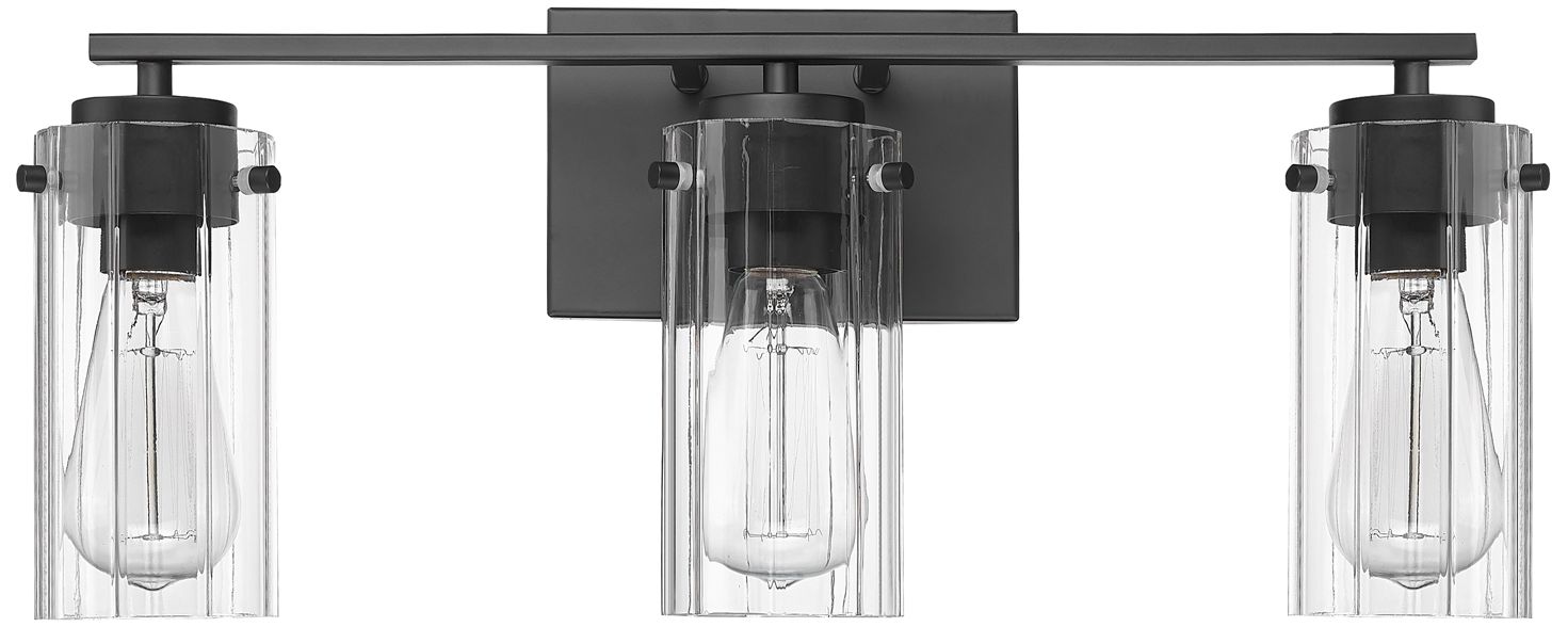 Image 2 Millennium Serena 3-Light 21.5" Matte Black Vanity Light with Glass Shade