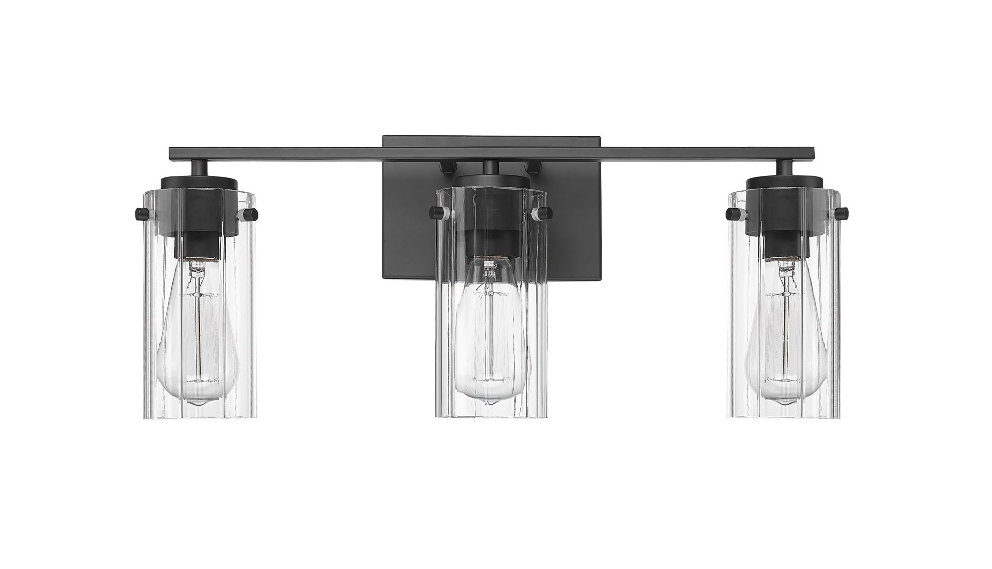 Image 3 Millennium Serena 3-Light 21.5" Matte Black Vanity Light with Glass Shade more views