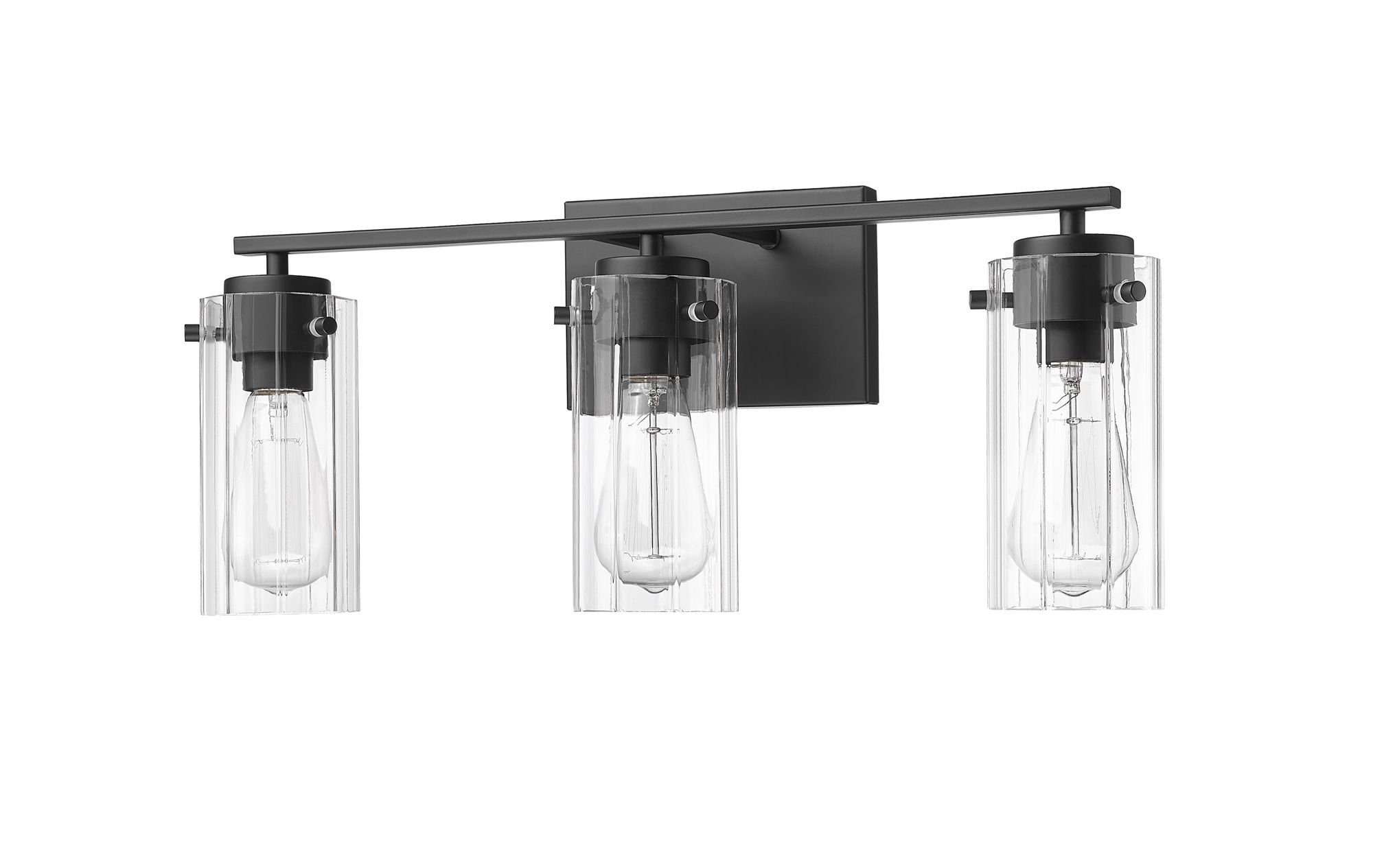 Image 4 Millennium Serena 3-Light 21.5" Matte Black Vanity Light with Glass Shade more views