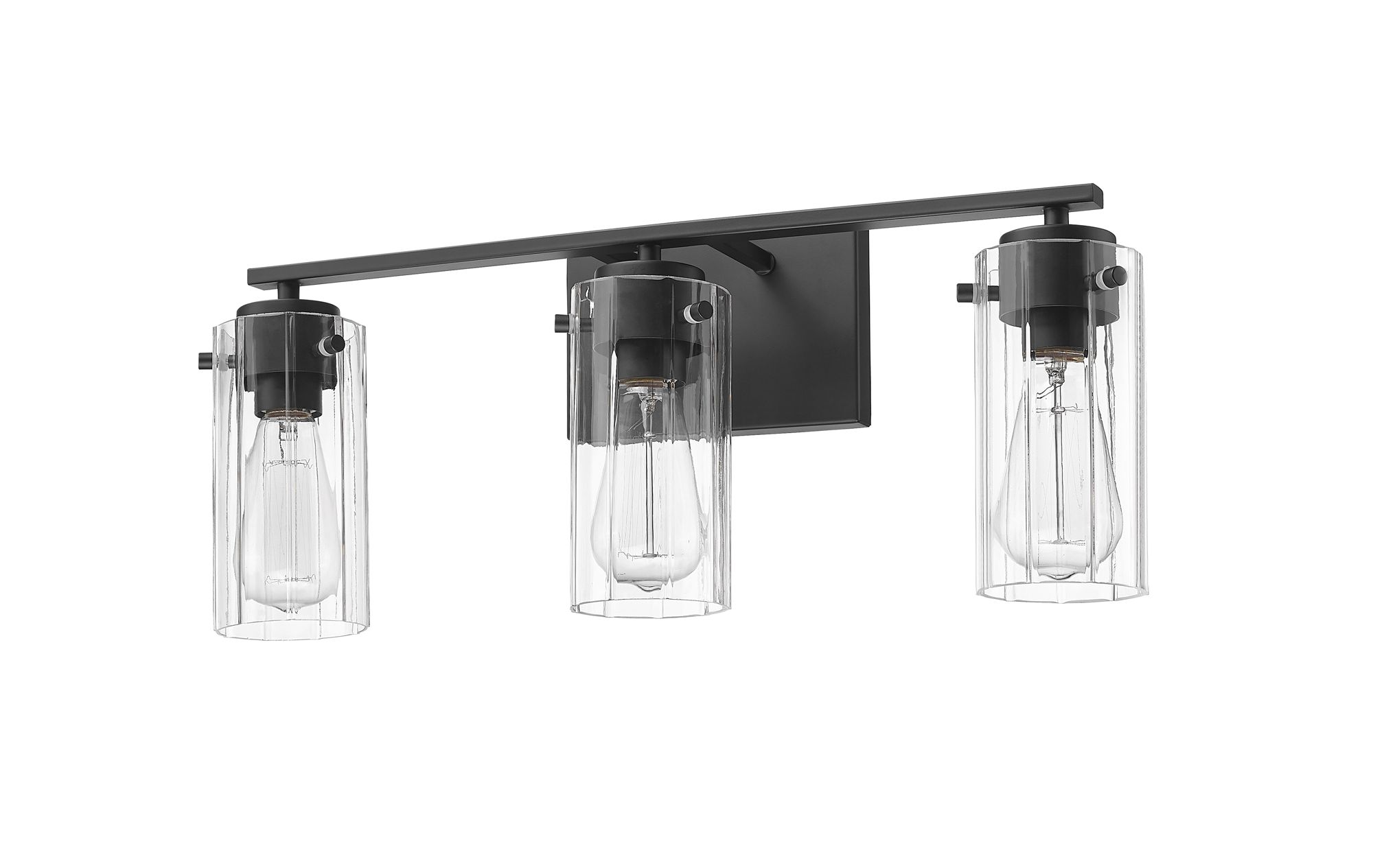 Image 5 Millennium Serena 3-Light 21.5" Matte Black Vanity Light with Glass Shade more views