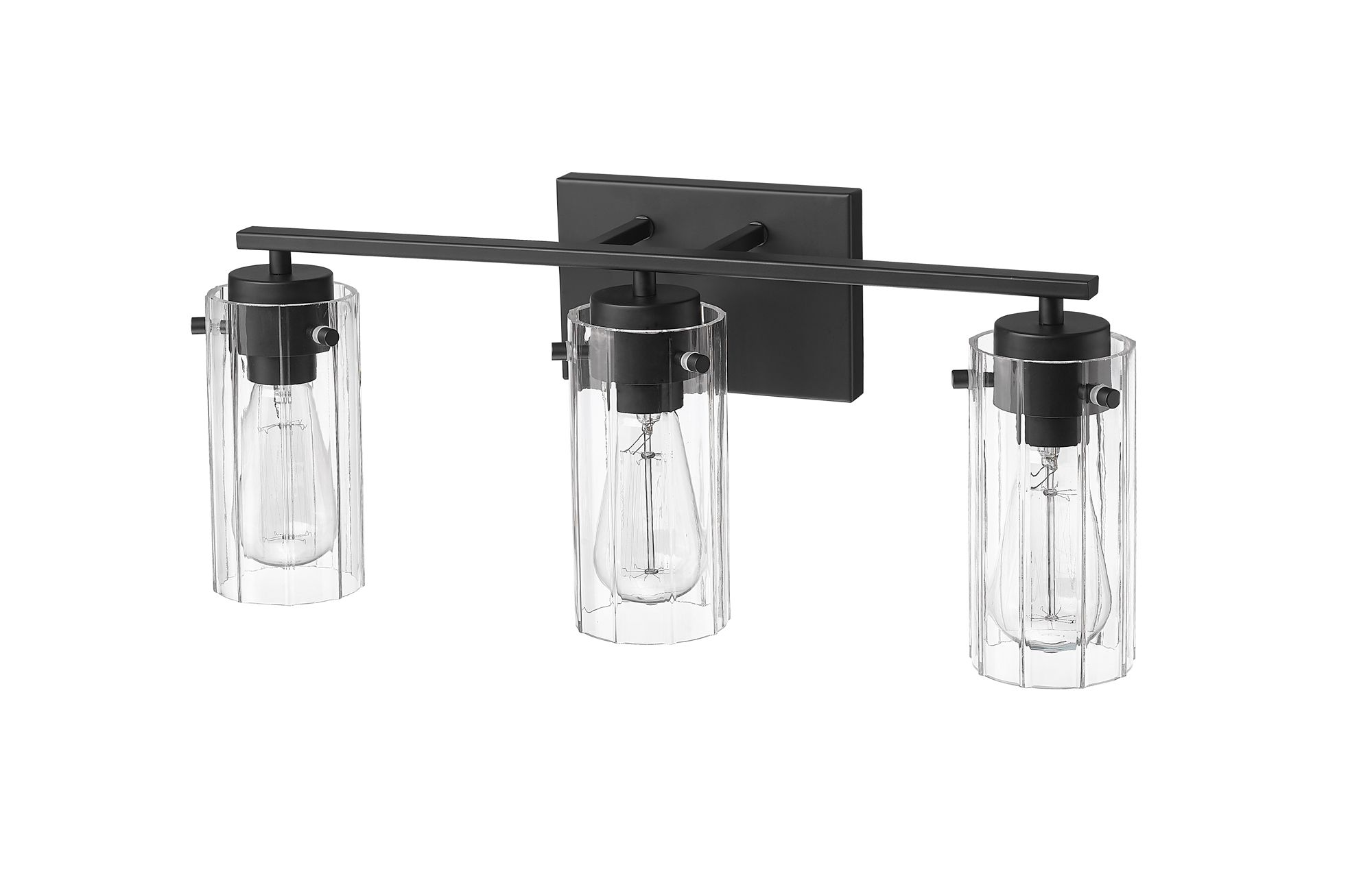 Image 6 Millennium Serena 3-Light 21.5" Matte Black Vanity Light with Glass Shade more views