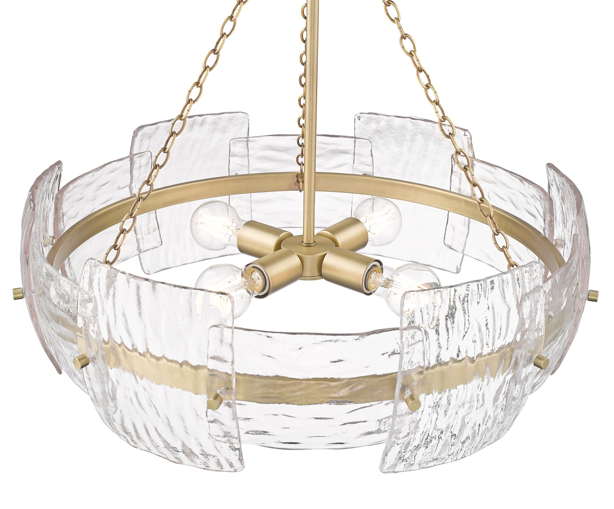 Image 4 Millennium Sinclara 4-Light 24.75" Vintage Brass Pendant with Glass Shade more views