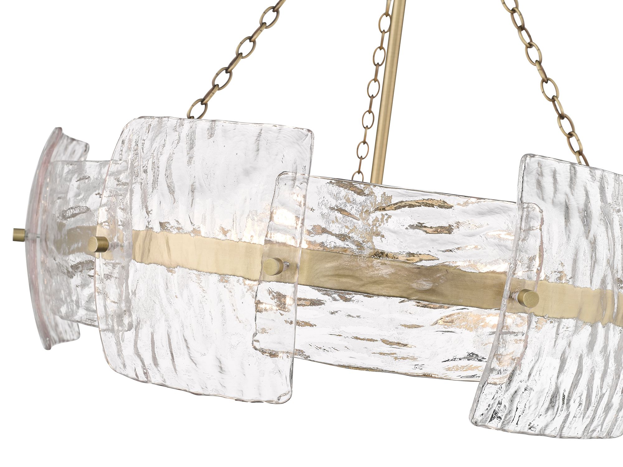 Image 5 Millennium Sinclara 4-Light 24.75" Vintage Brass Pendant with Glass Shade more views